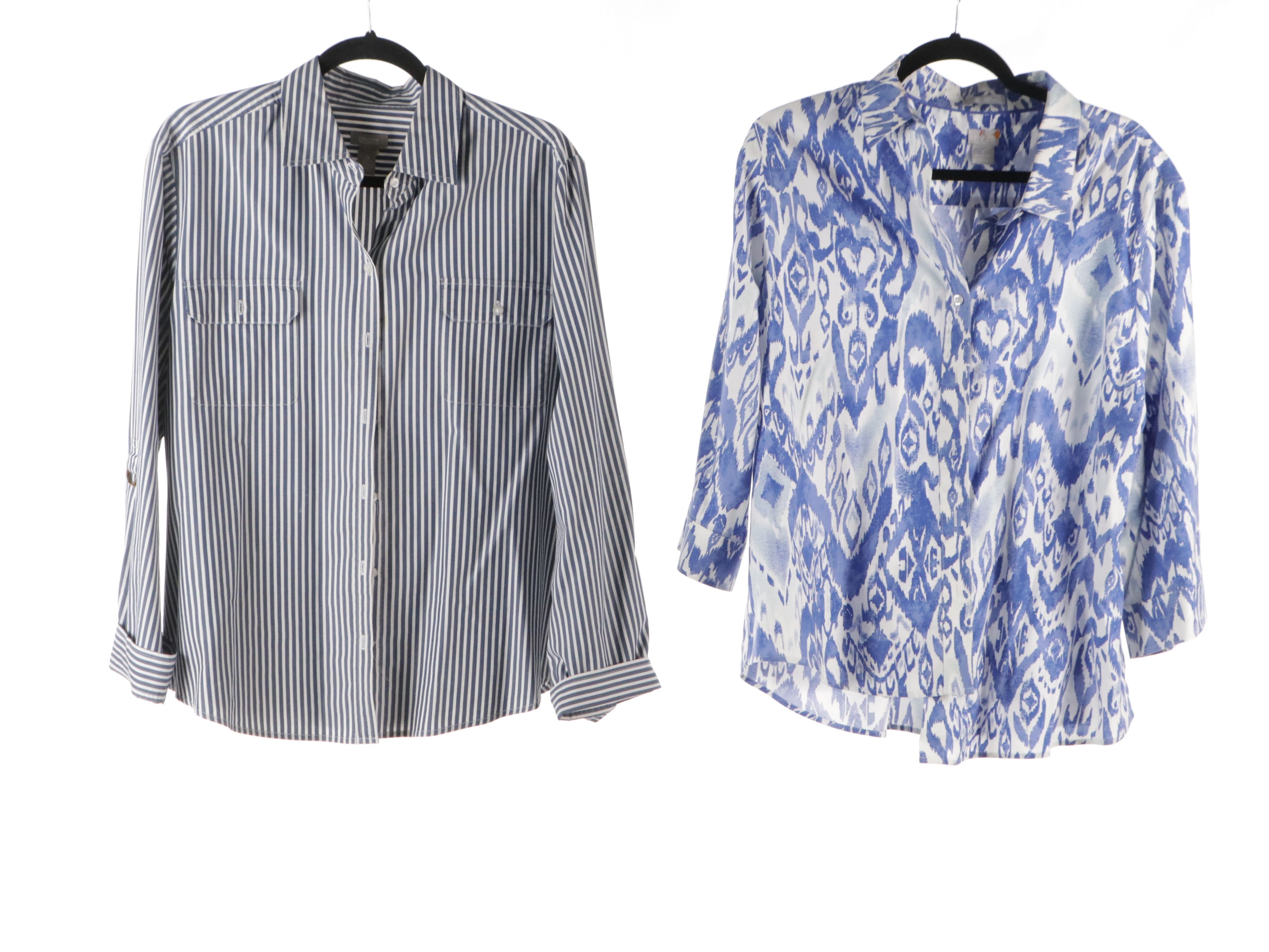 Chico's Patterned Cotton Blouses, Tweed Jacket and Moroccan Print Jacket