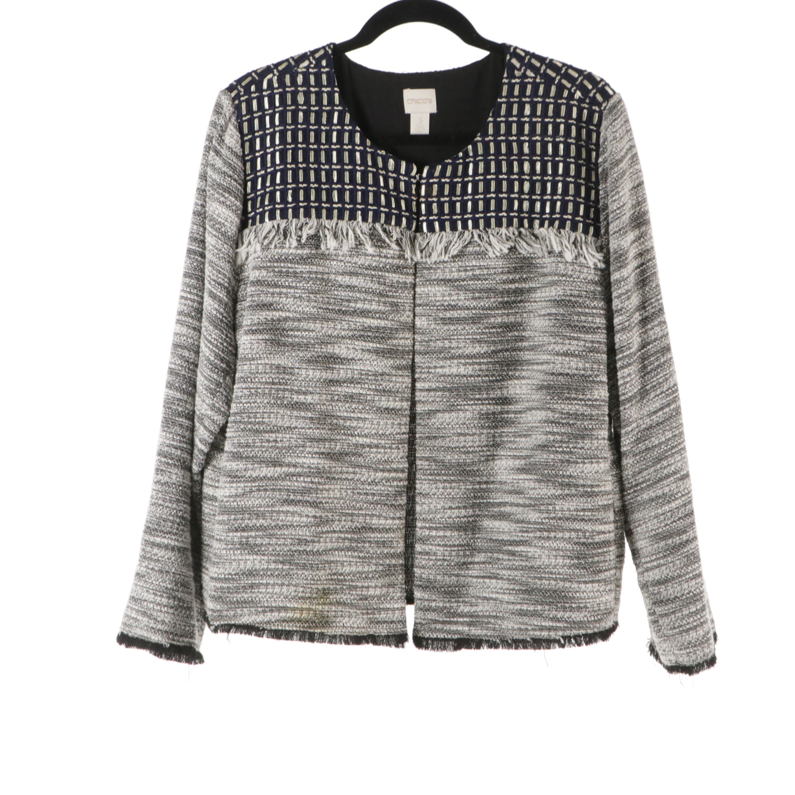 Chico's Patterned Cotton Blouses, Tweed Jacket and Moroccan Print Jacket