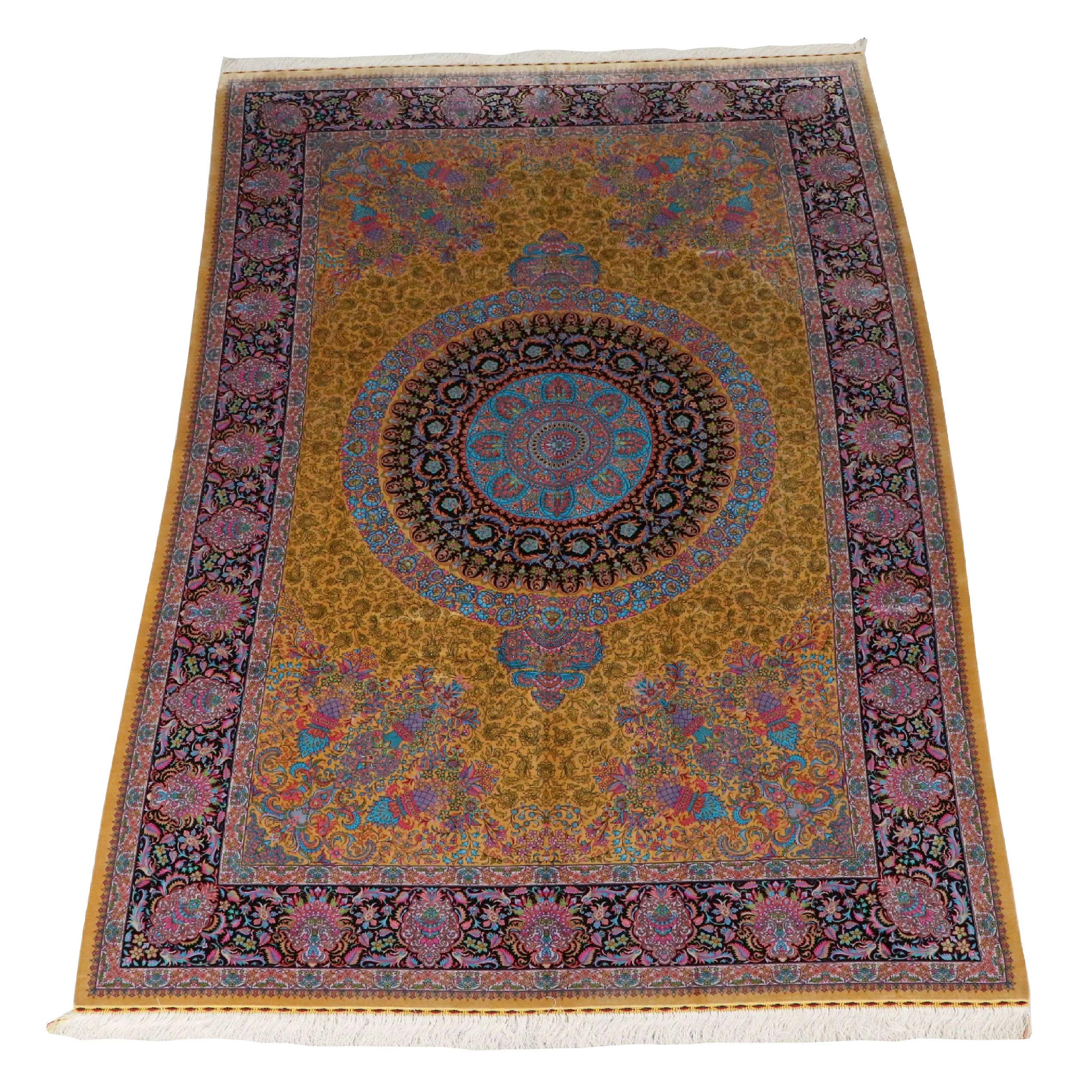 6'7 x 10'3 Machine Made Turkish Qom Style Area Rug
