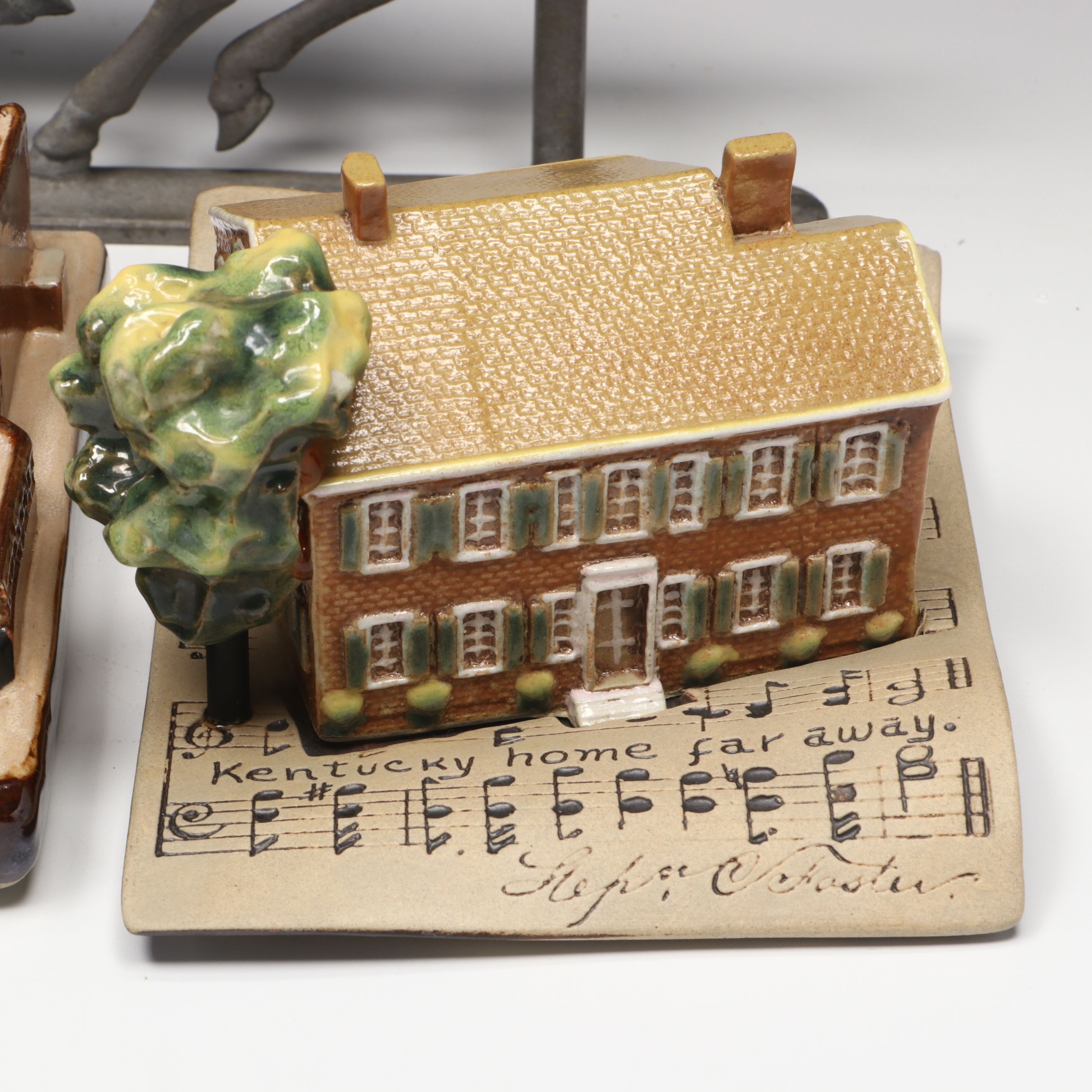 Louisville Stoneware "My Old Kentucky Home" Figure, Racing Horse Finial and More