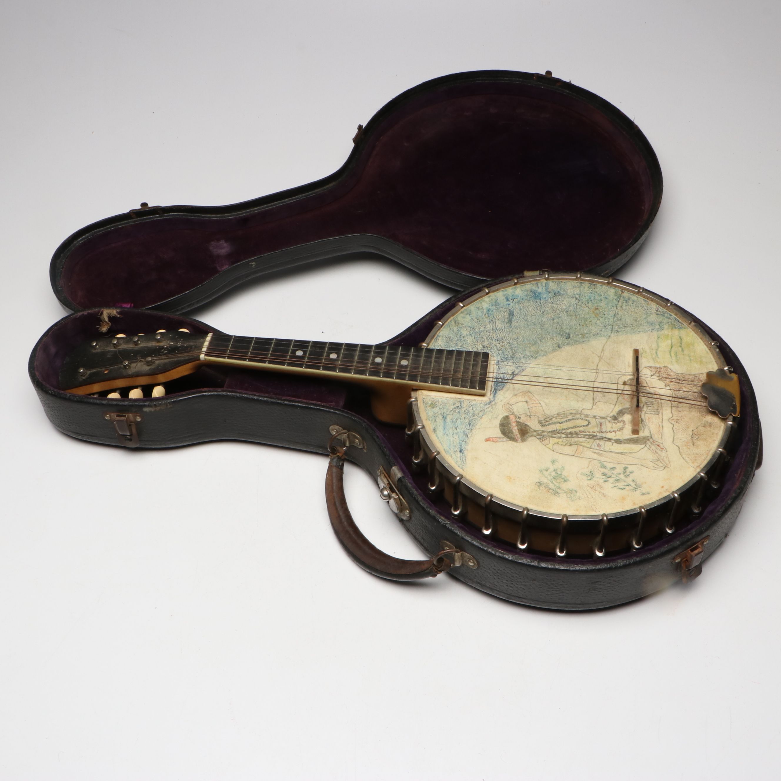 The Vega Company "Little Wonder" Mandolin Banjo with Crayon Illustration