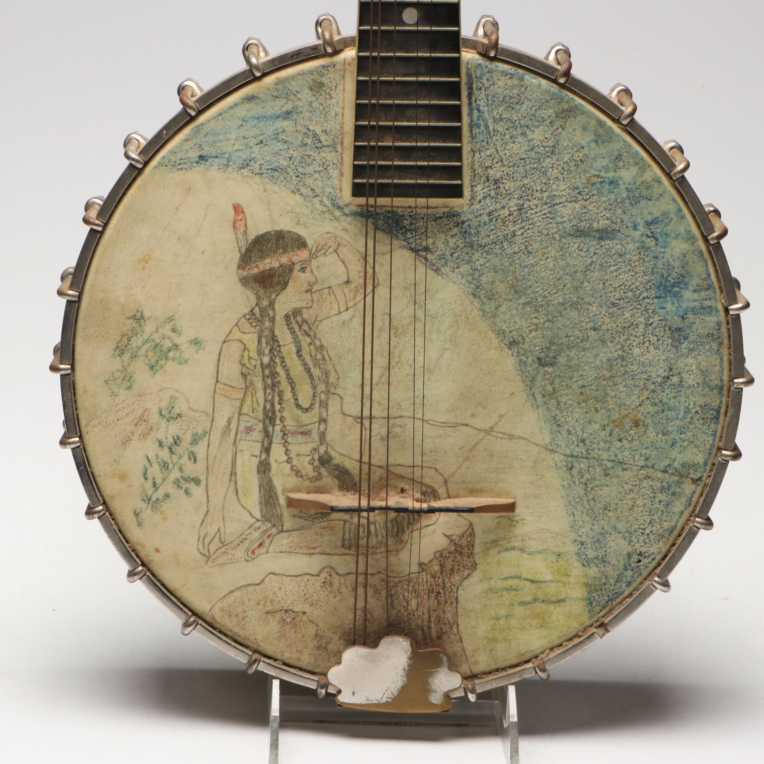 The Vega Company "Little Wonder" Mandolin Banjo with Crayon Illustration