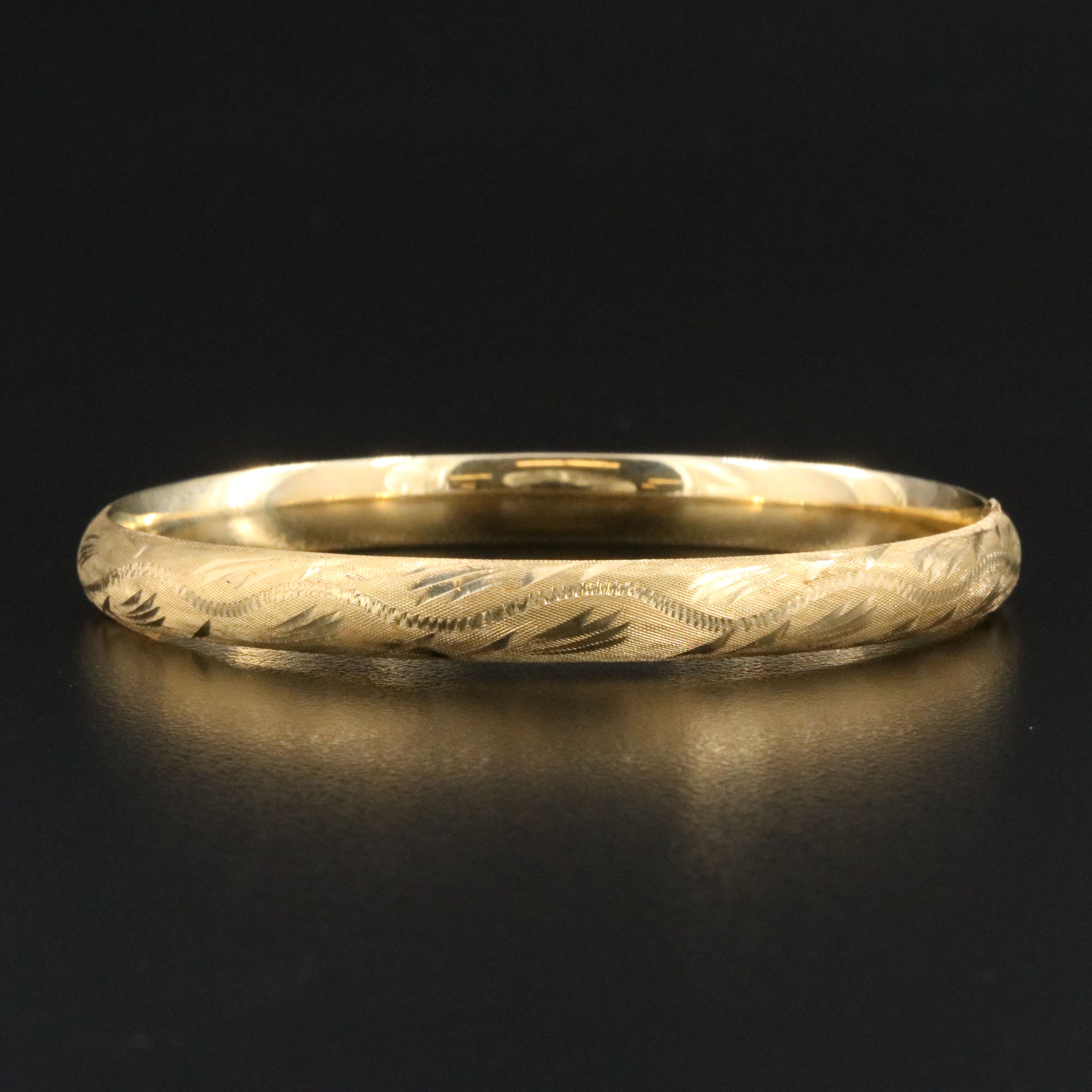 14K Etched Bangle