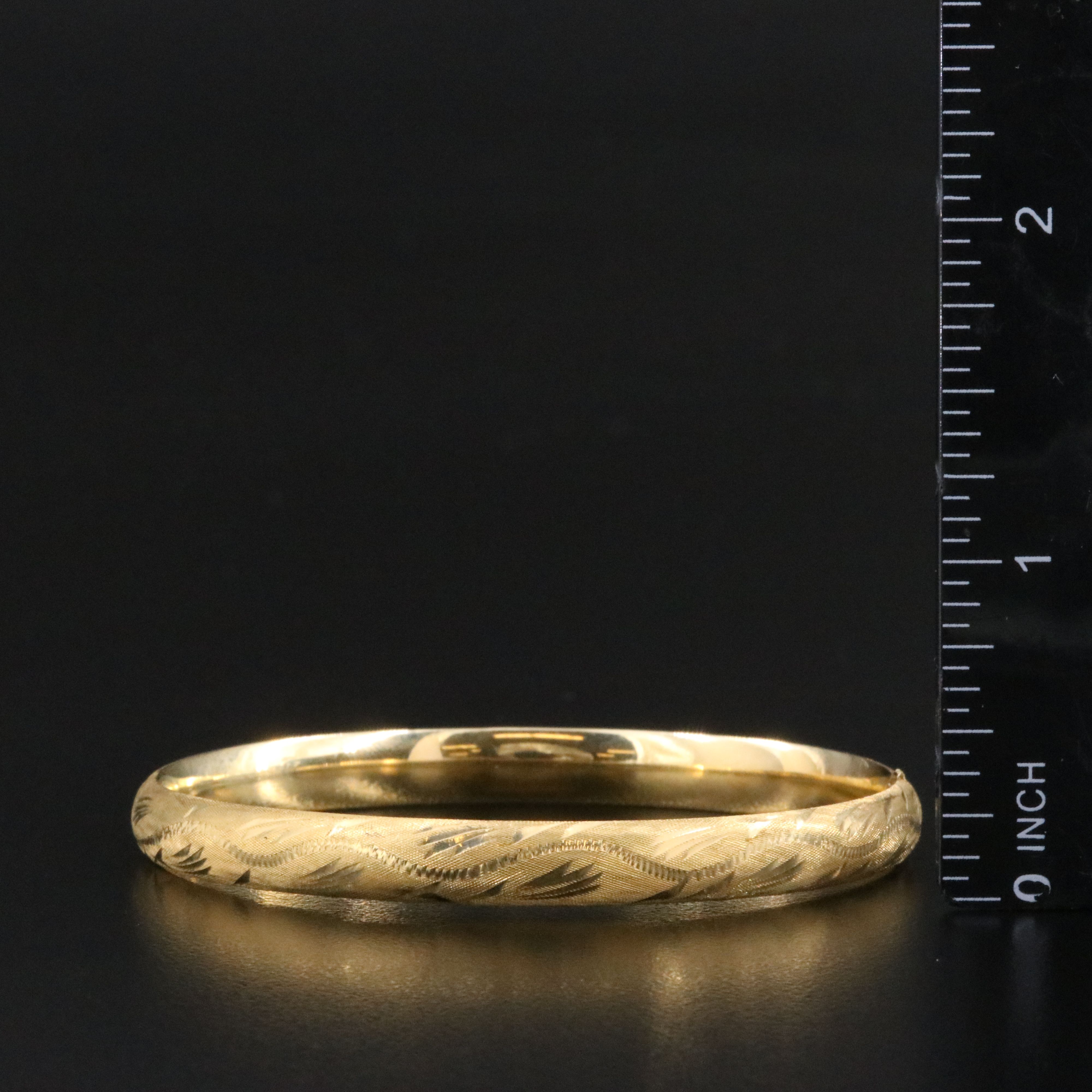 14K Etched Bangle