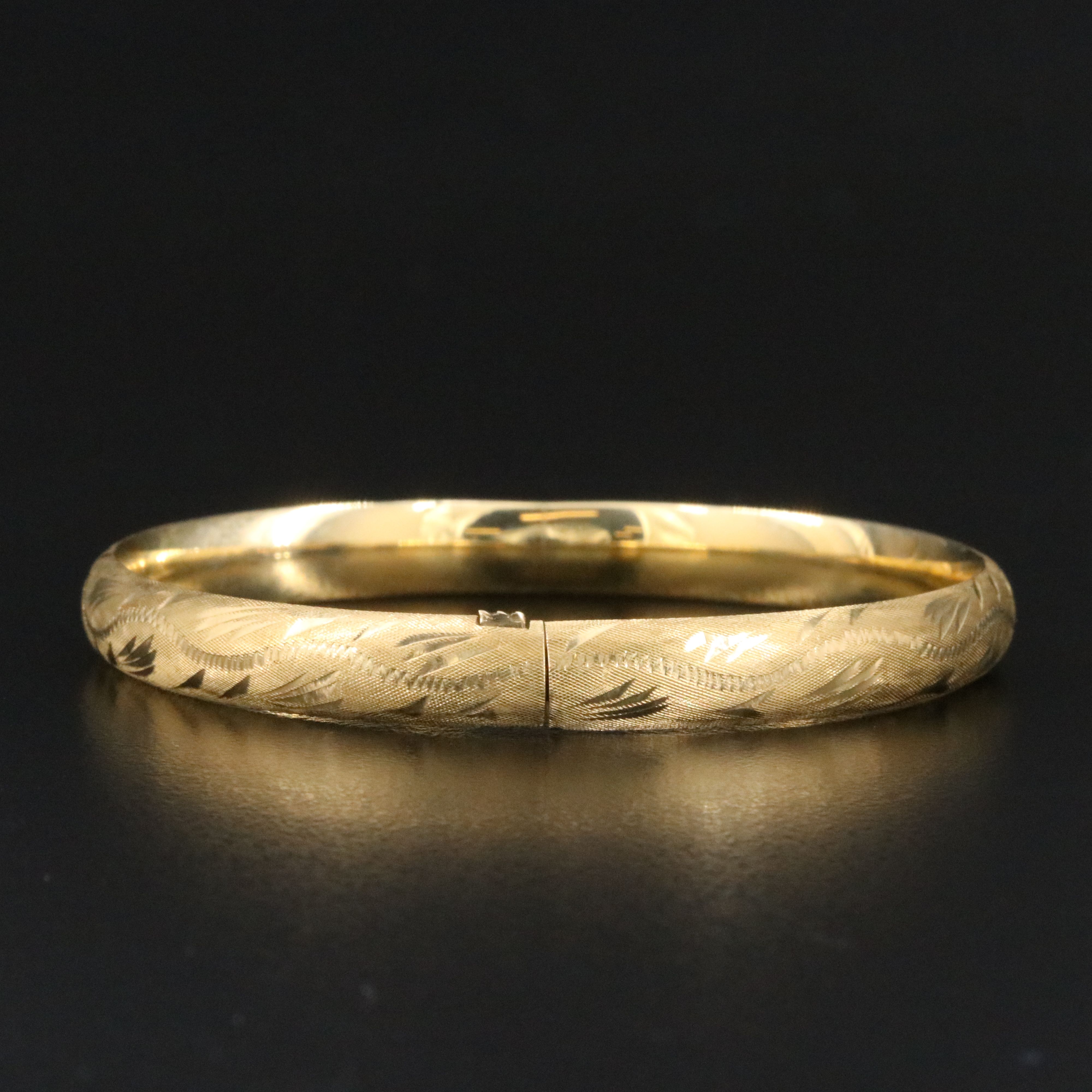 14K Etched Bangle