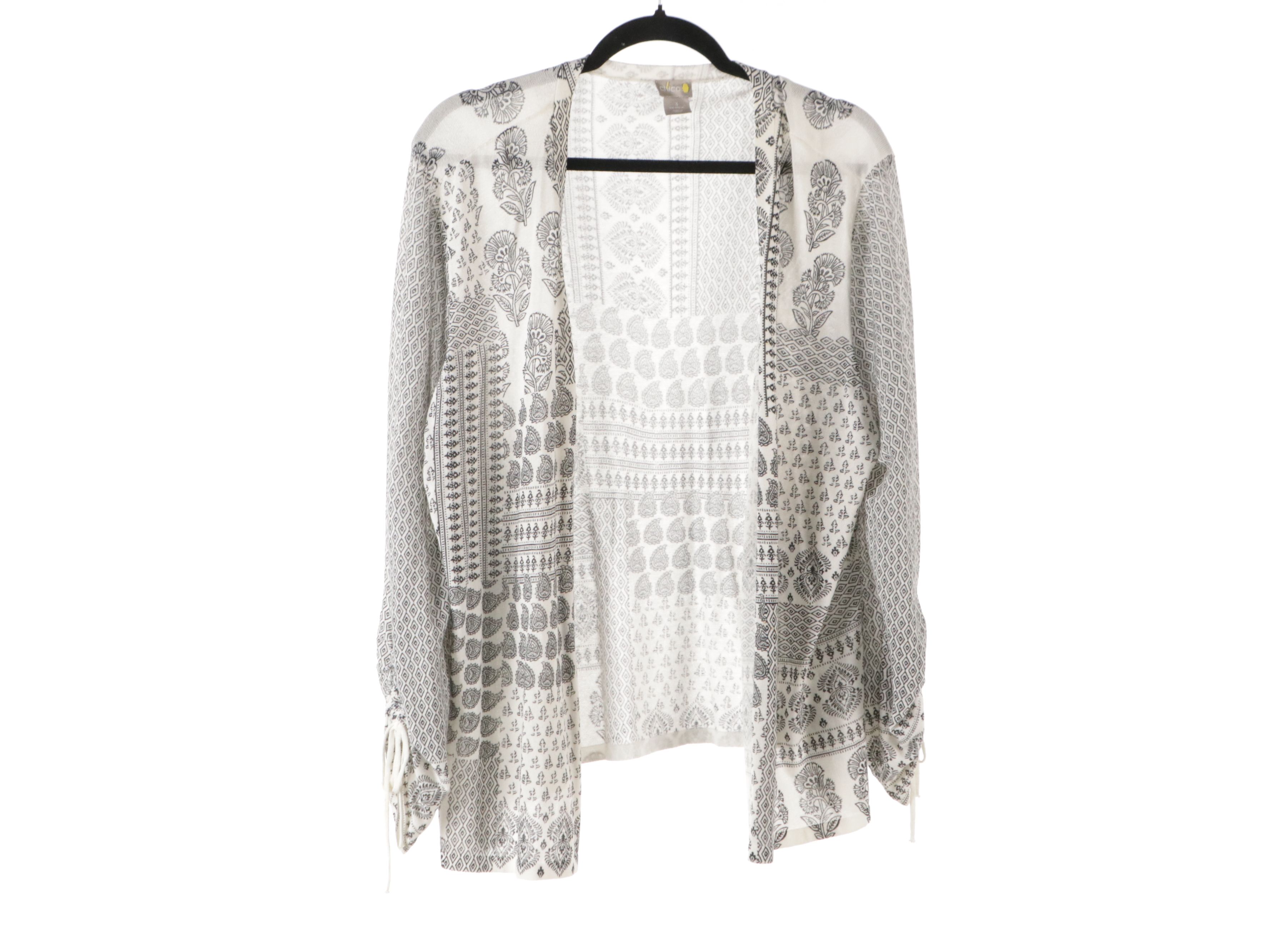 Chico's Black & White Knit Sweaters, Floral Print Dress, and Mid-Length Skirts