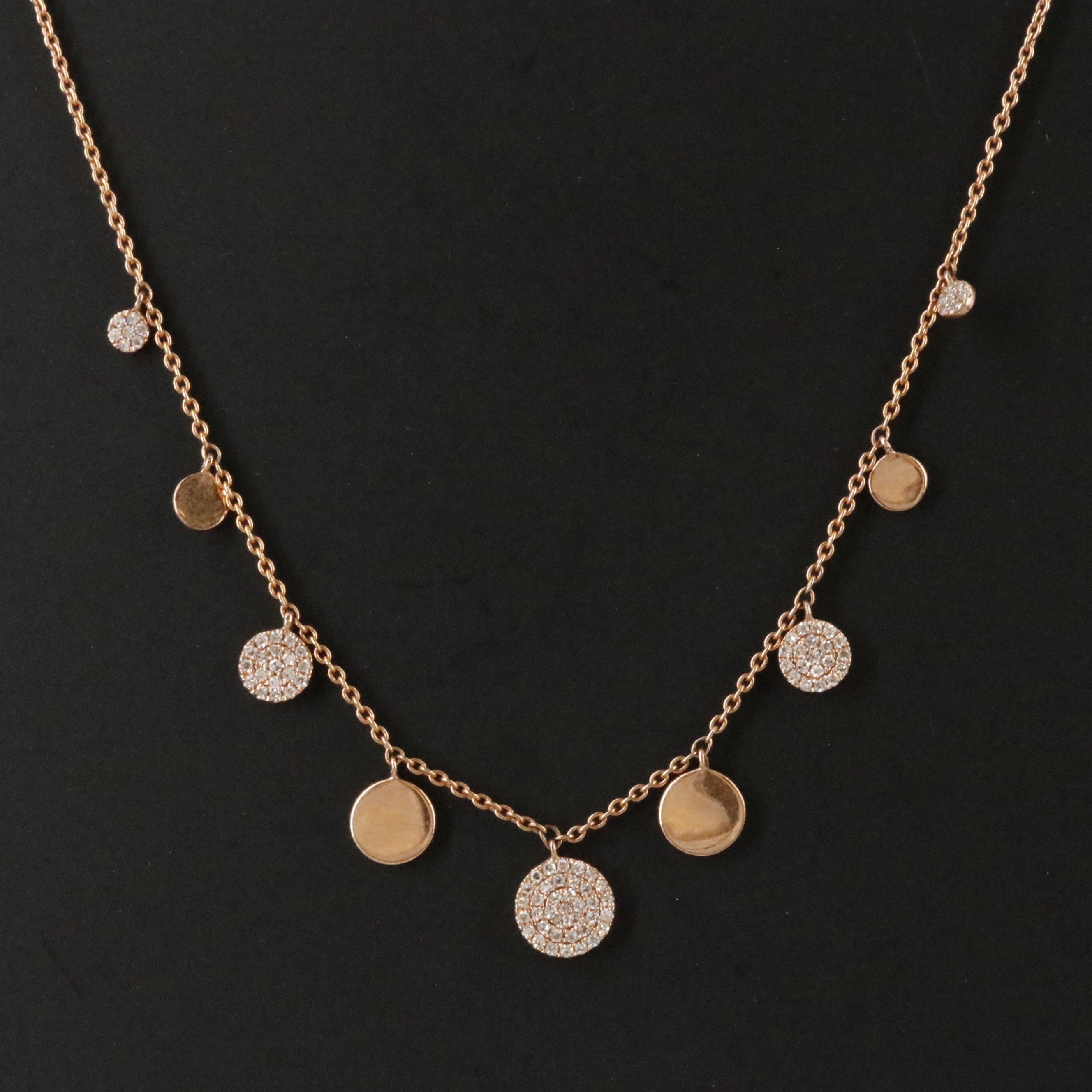 14K Rose Gold 0.22 CTW Diamond Disk Necklace