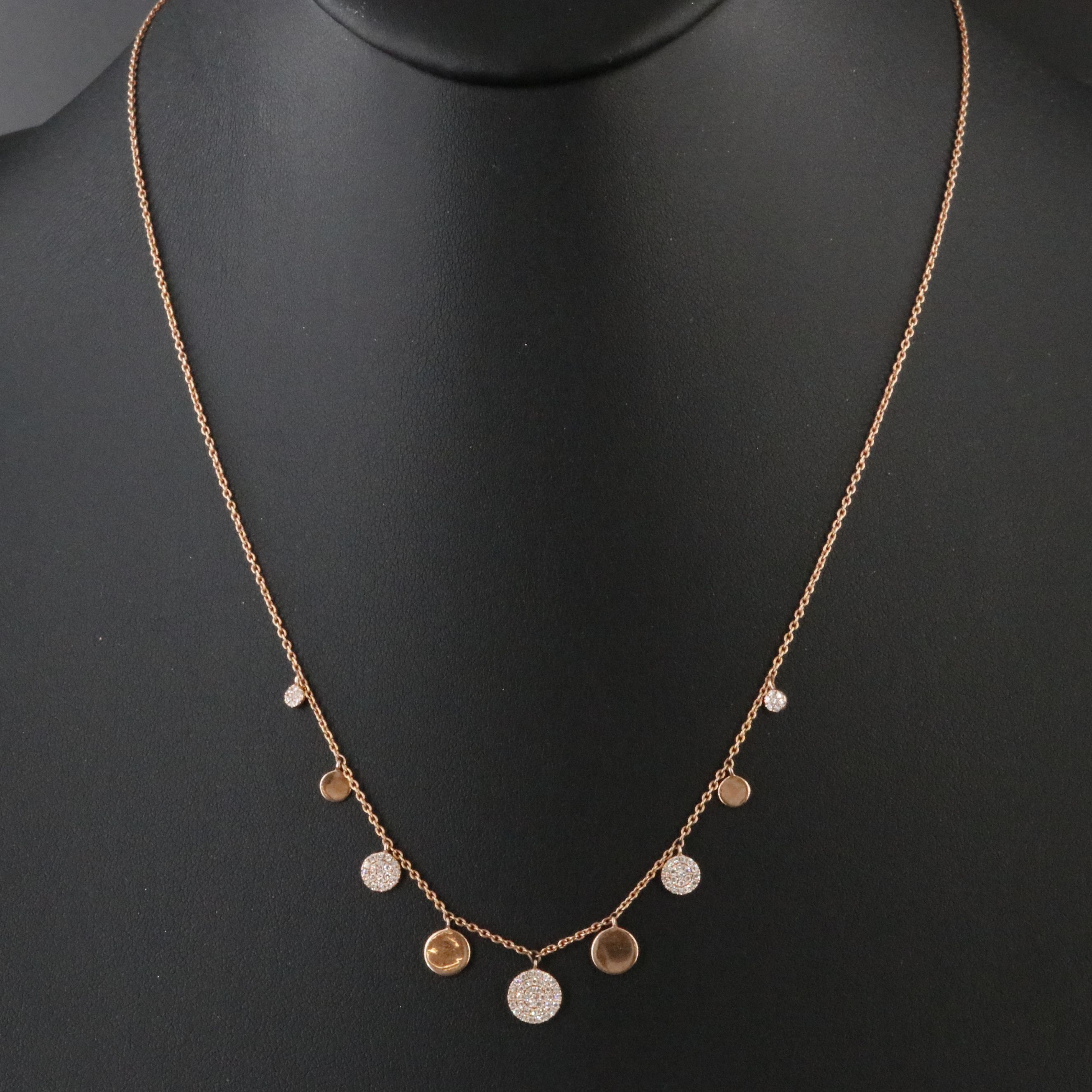 14K Rose Gold 0.22 CTW Diamond Disk Necklace