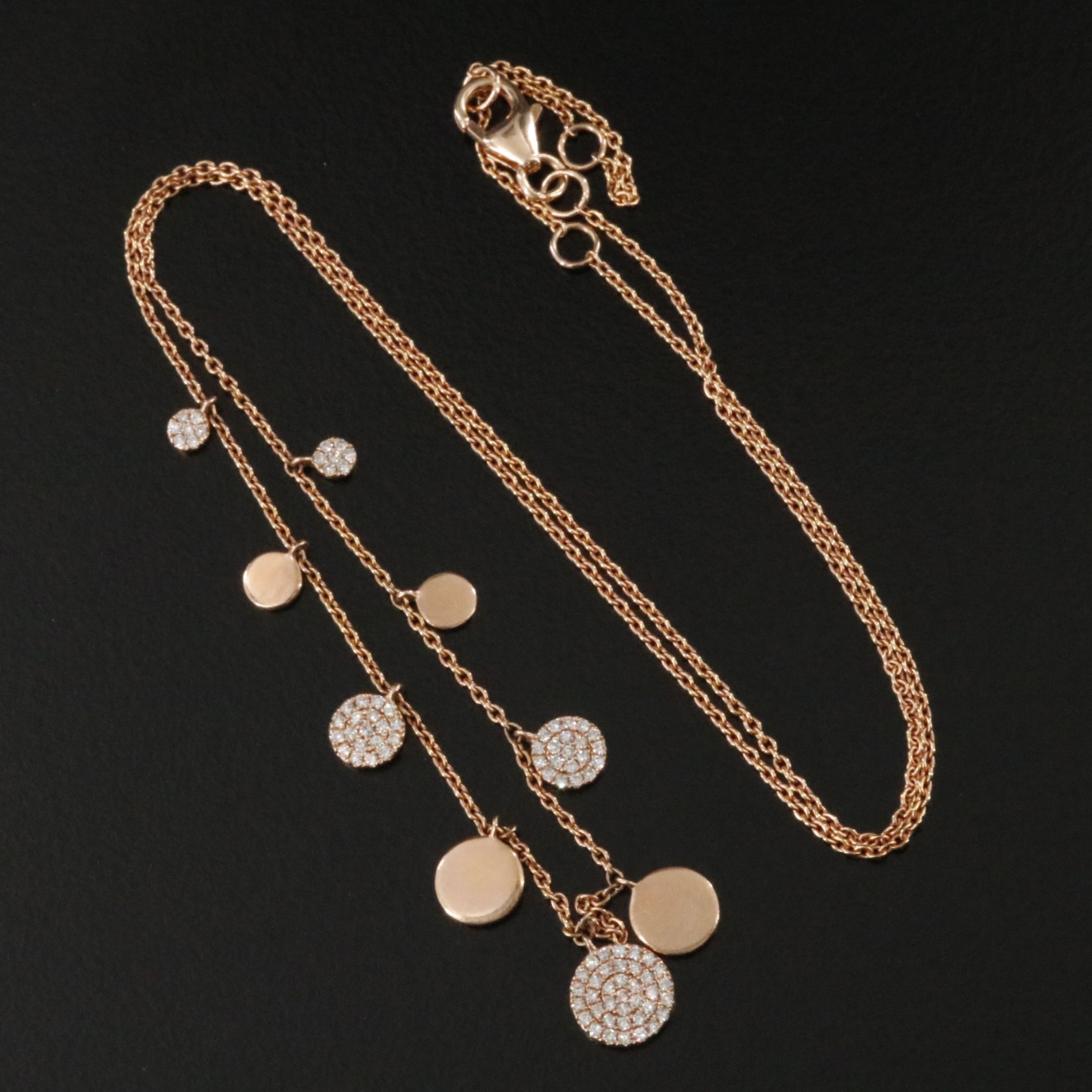 14K Rose Gold 0.22 CTW Diamond Disk Necklace
