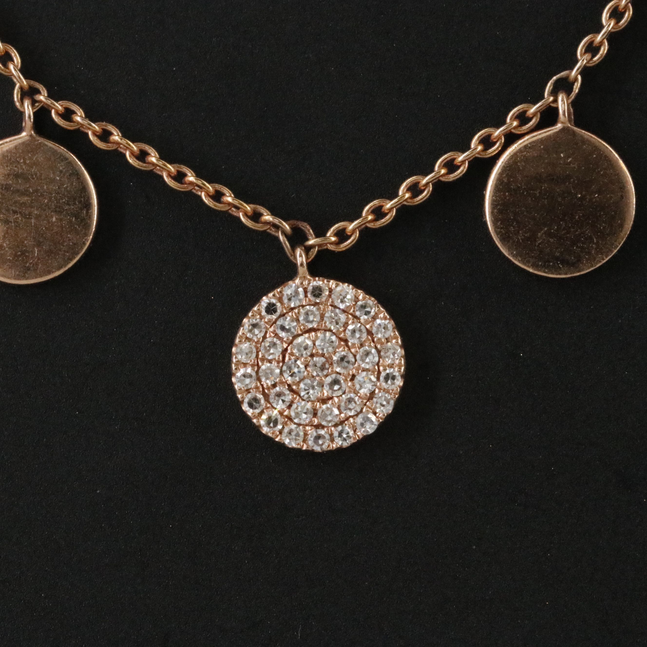 14K Rose Gold 0.22 CTW Diamond Disk Necklace