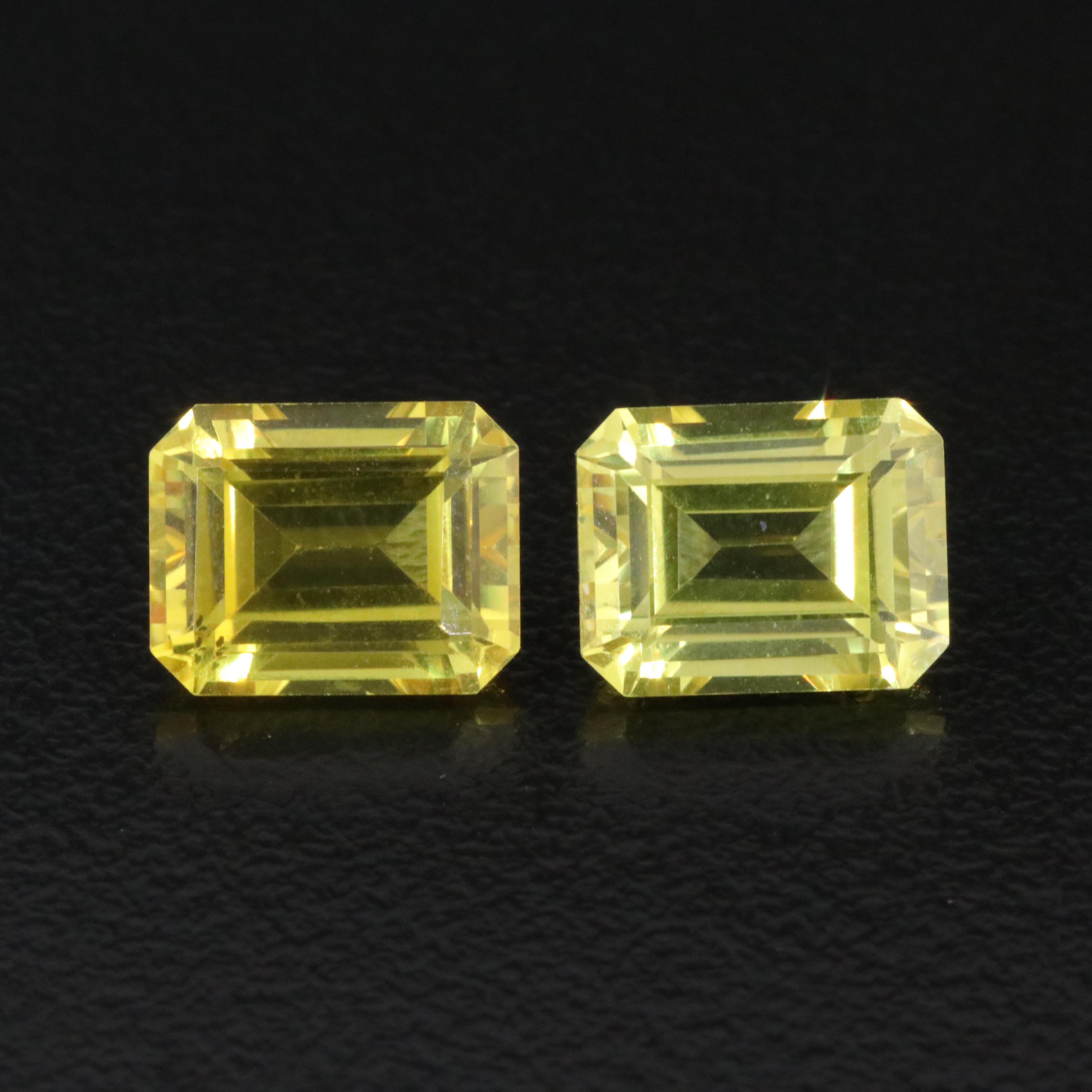 Loose 9.76 CTW Lab Grown Yellow Sapphire Pair