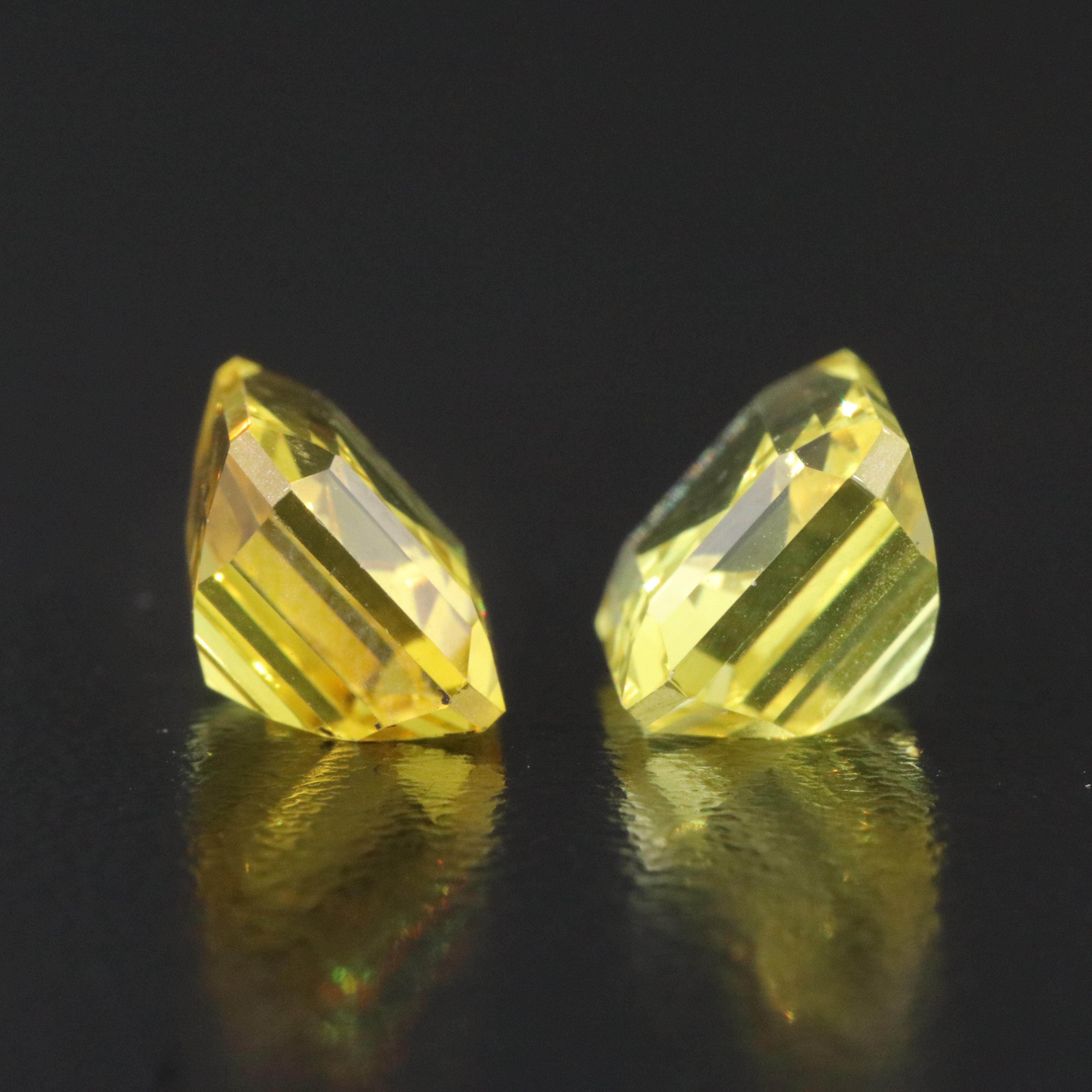 Loose 9.76 CTW Lab Grown Yellow Sapphire Pair