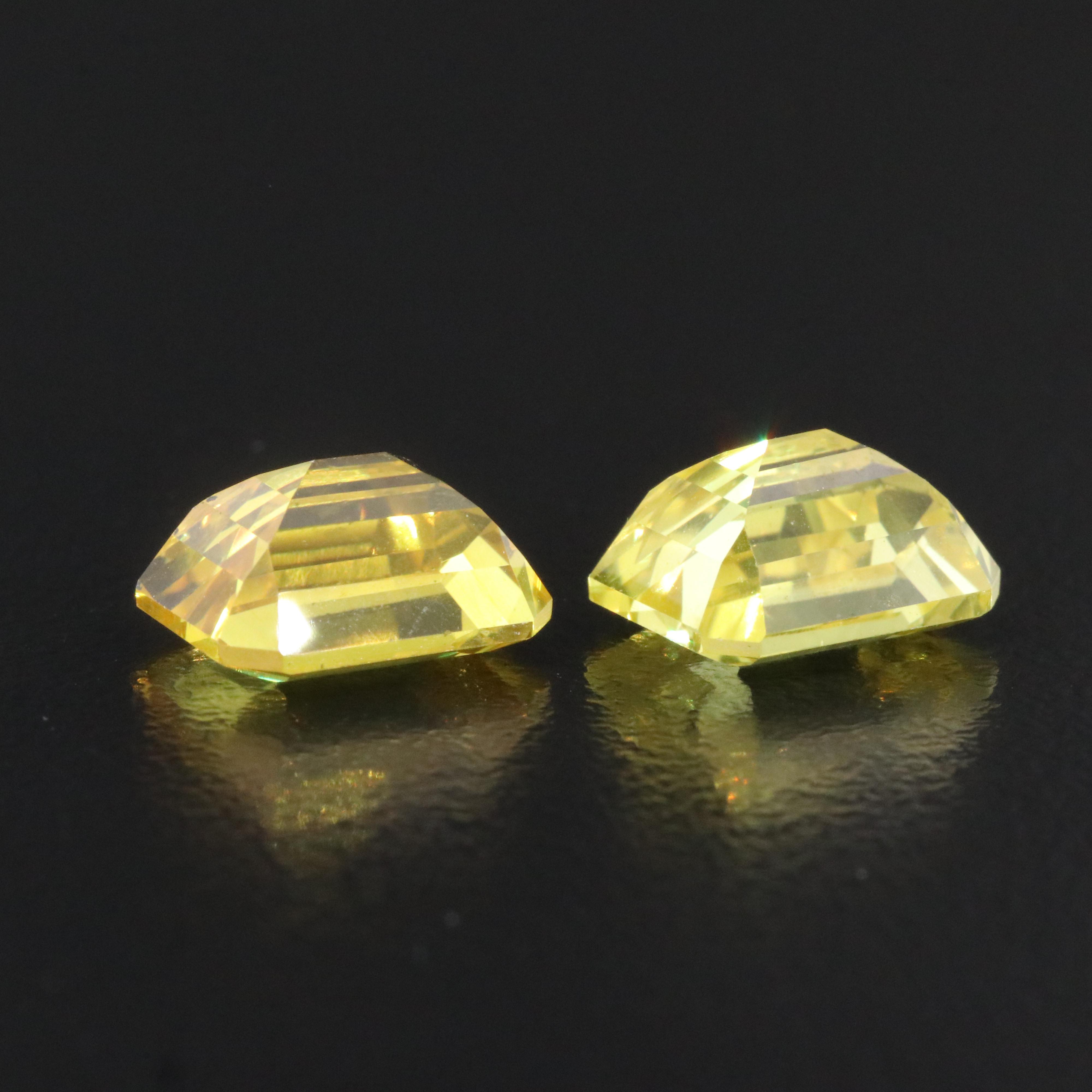 Loose 9.76 CTW Lab Grown Yellow Sapphire Pair