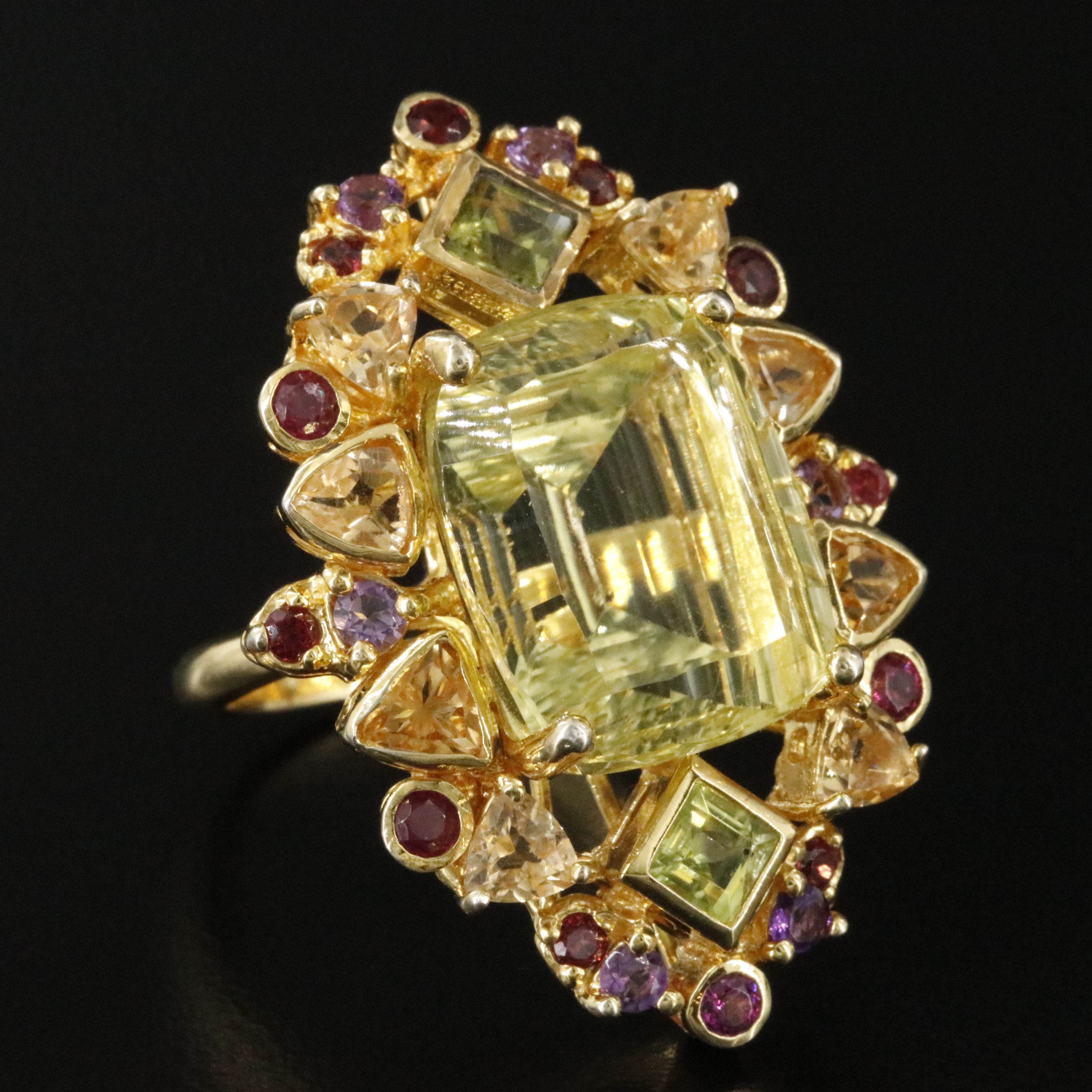 Sterling Ring Featuring Citrine, Garnet, and Amethyst