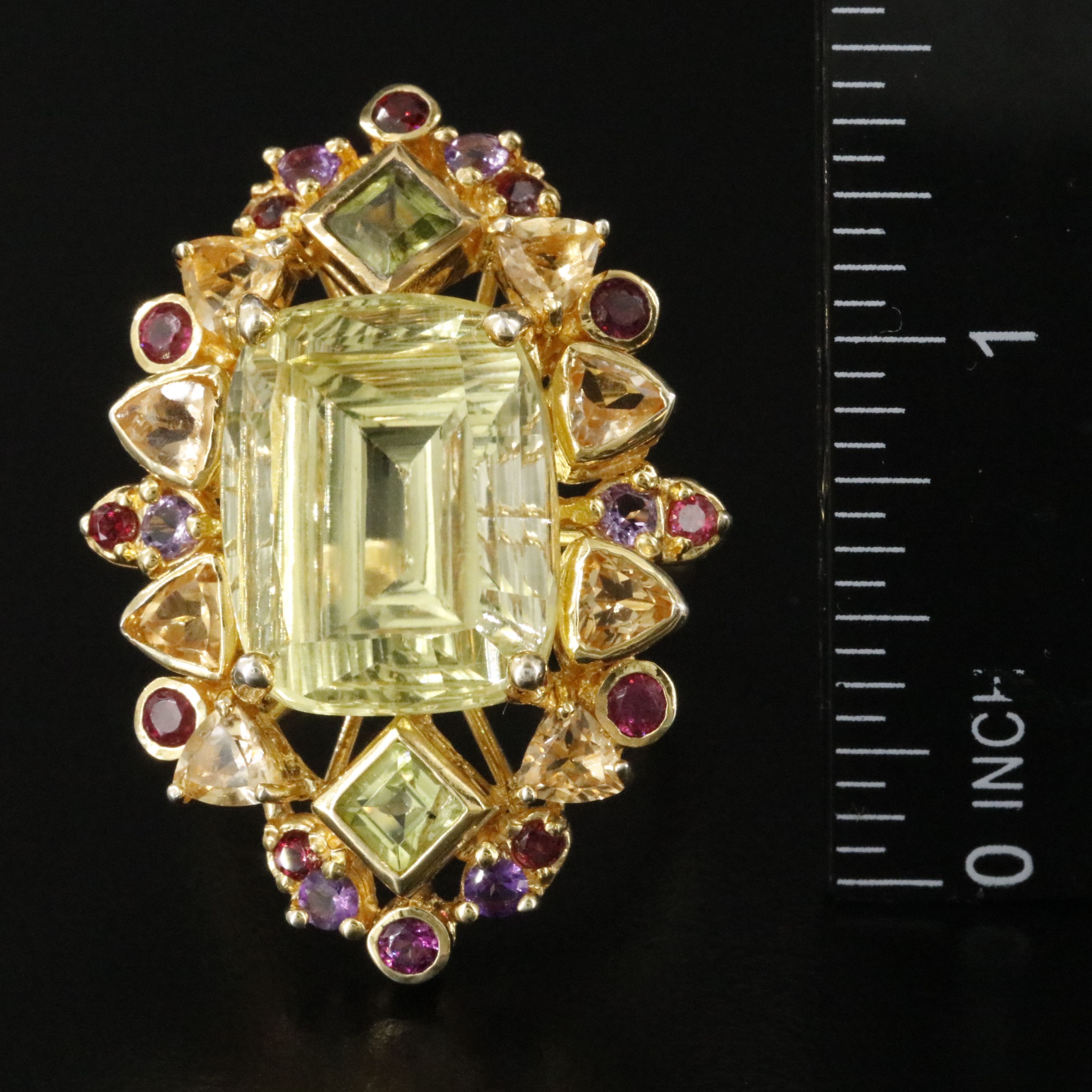Sterling Ring Featuring Citrine, Garnet, and Amethyst