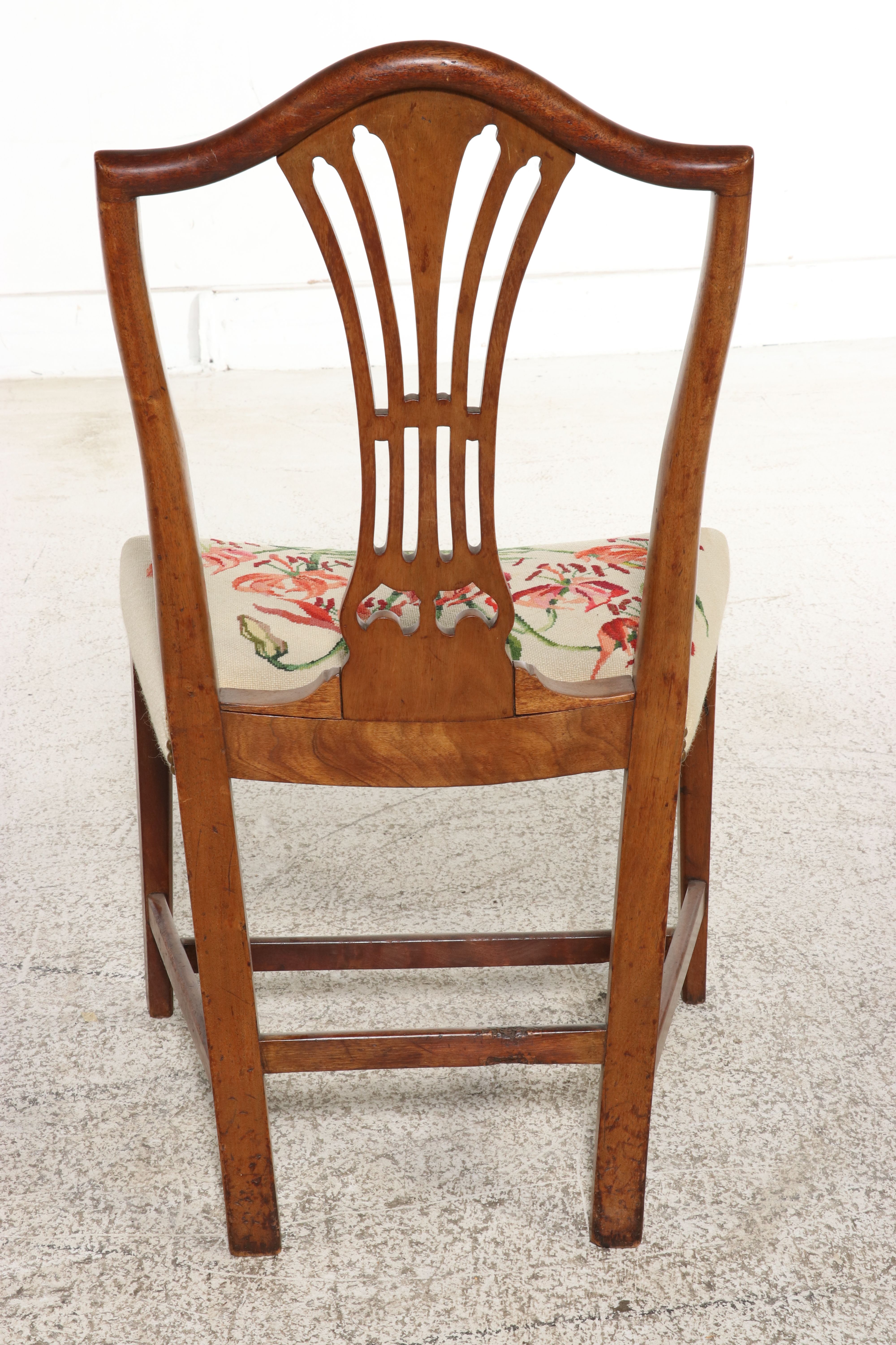 Set of Eight Hepplewhite Style Shield-Back Chairs with Wheat Sheaf Carving