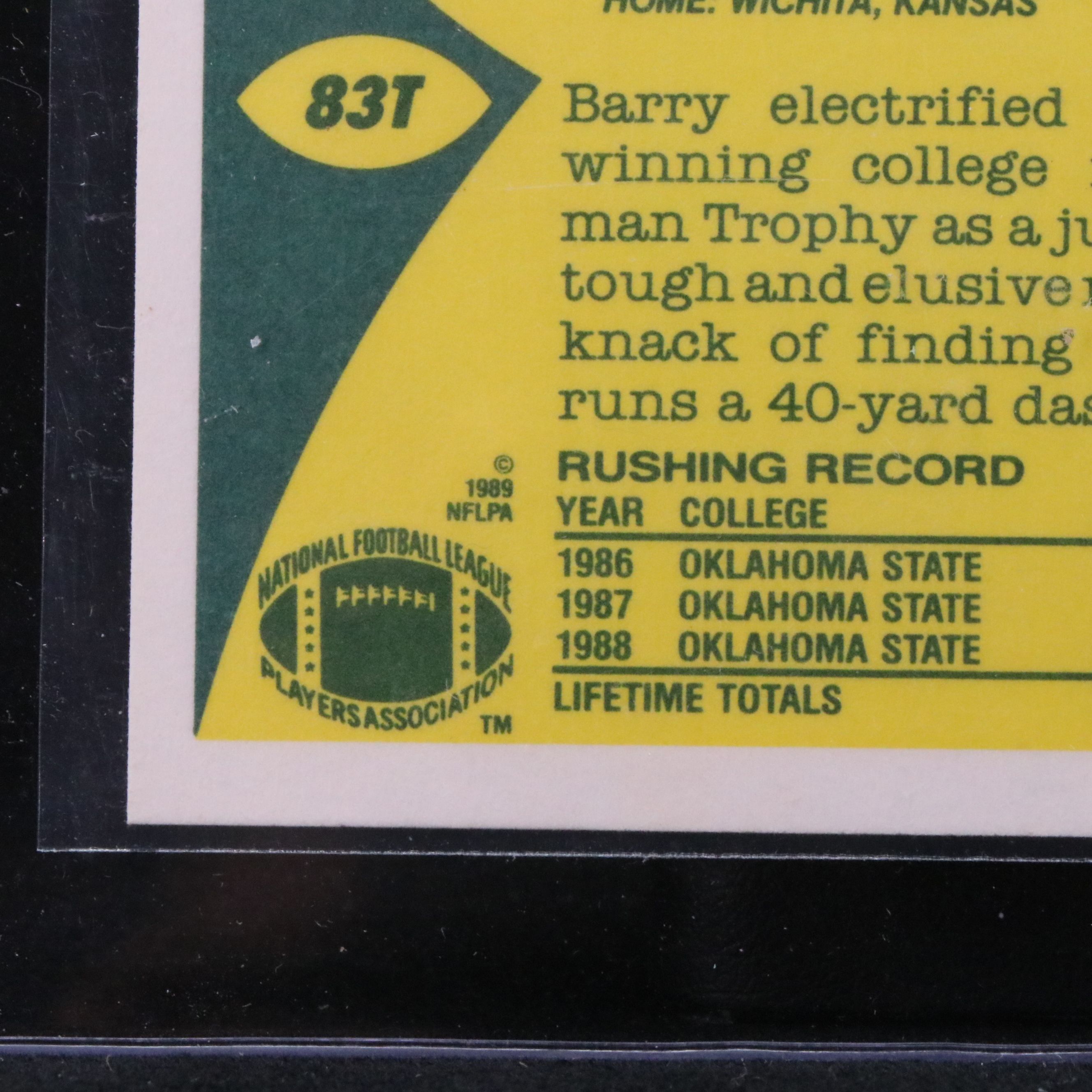 1989 Topps Traded Barry Sanders Detroit Lions Rookie Football Card