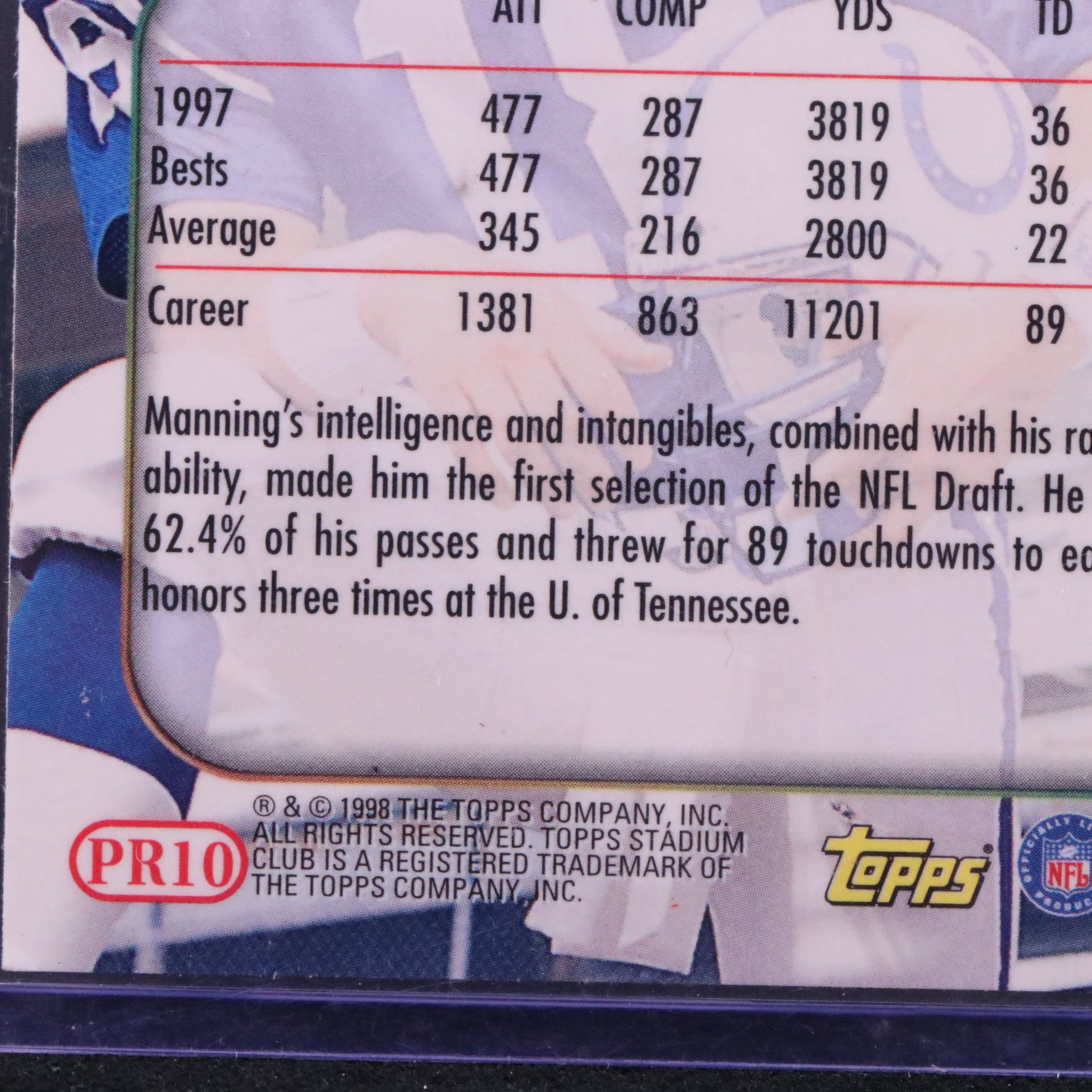 1998 Topps Stadium Club Peyton Manning Rookie Card