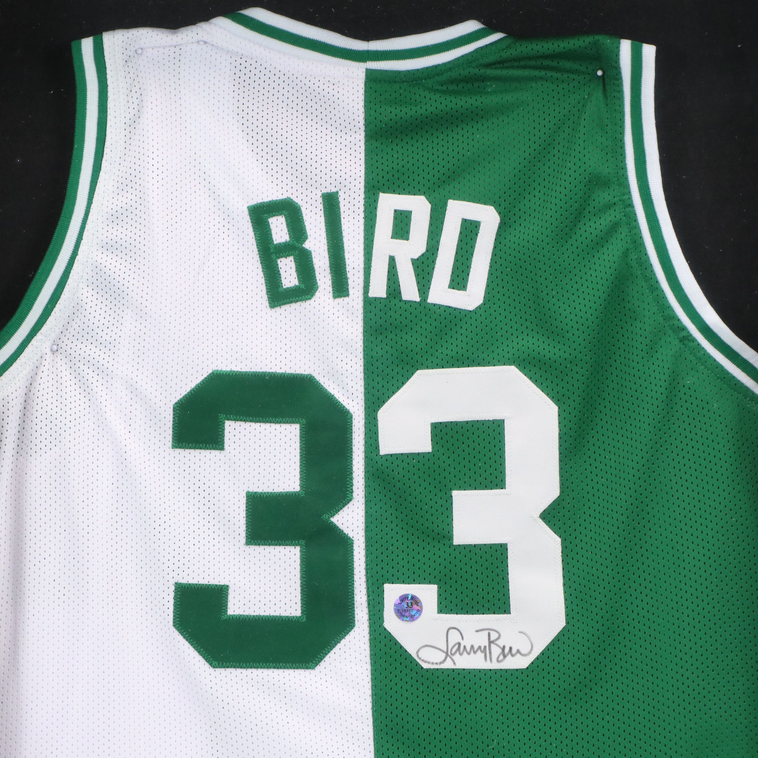 Larry Bird Signed Boston Celtics Framed Basketball Jersey