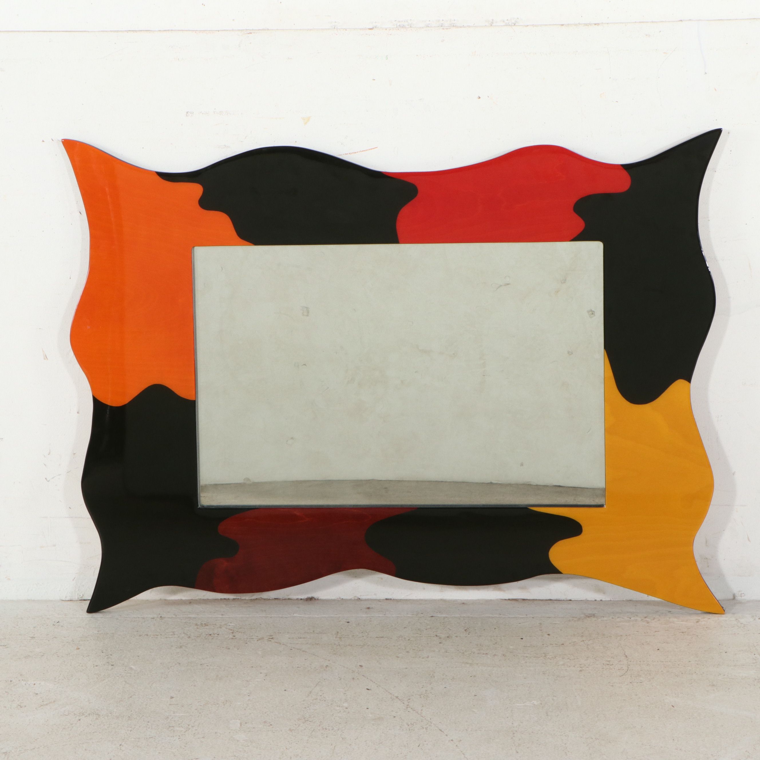Postmodern Style Lacquered Wall Mirror, Late 20th Century