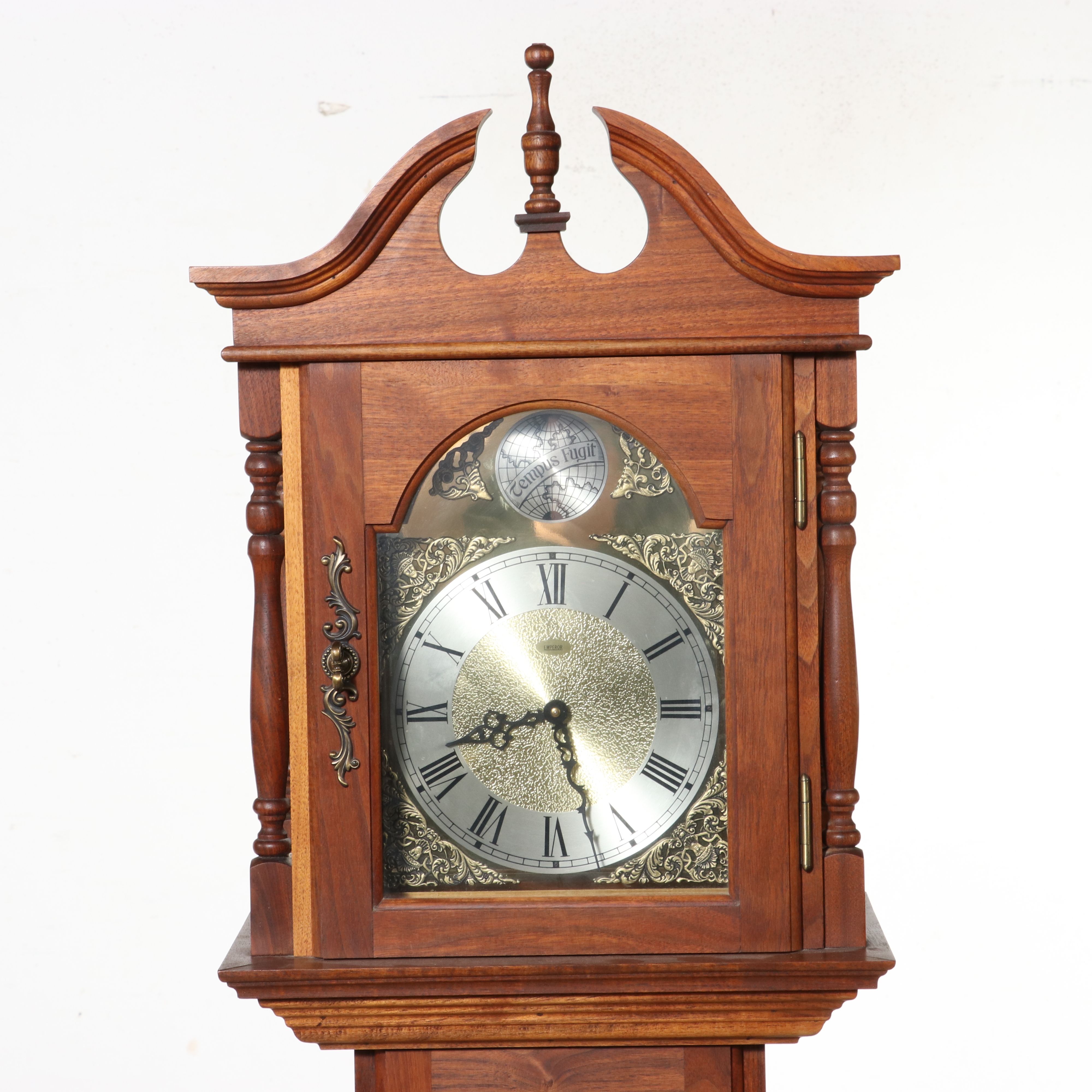 Emperor Clock Co. Federal Style Cherry Finish Grandfather Clock