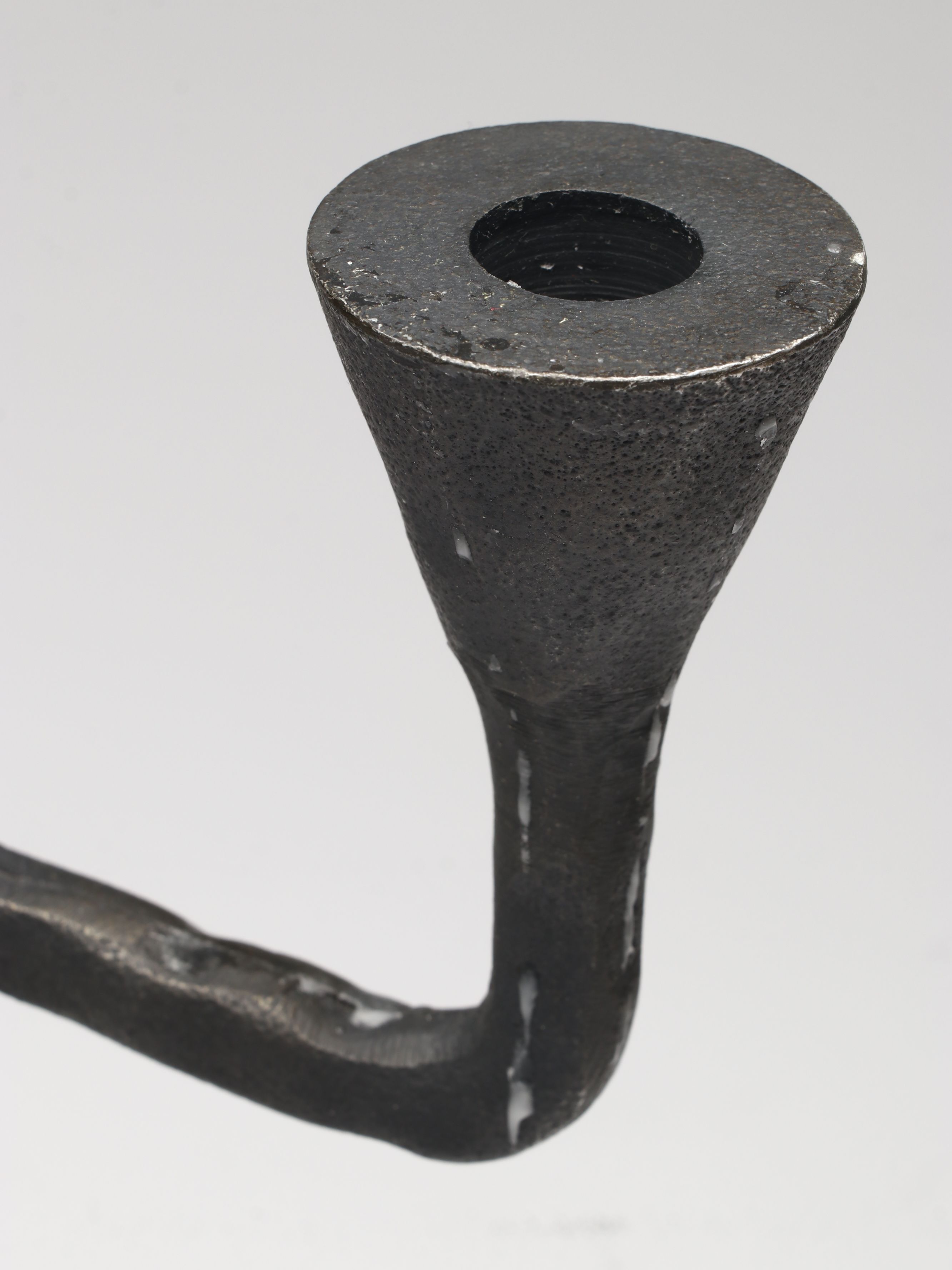 Pottery Barn Brutalist Style Cast Iron Candelabra