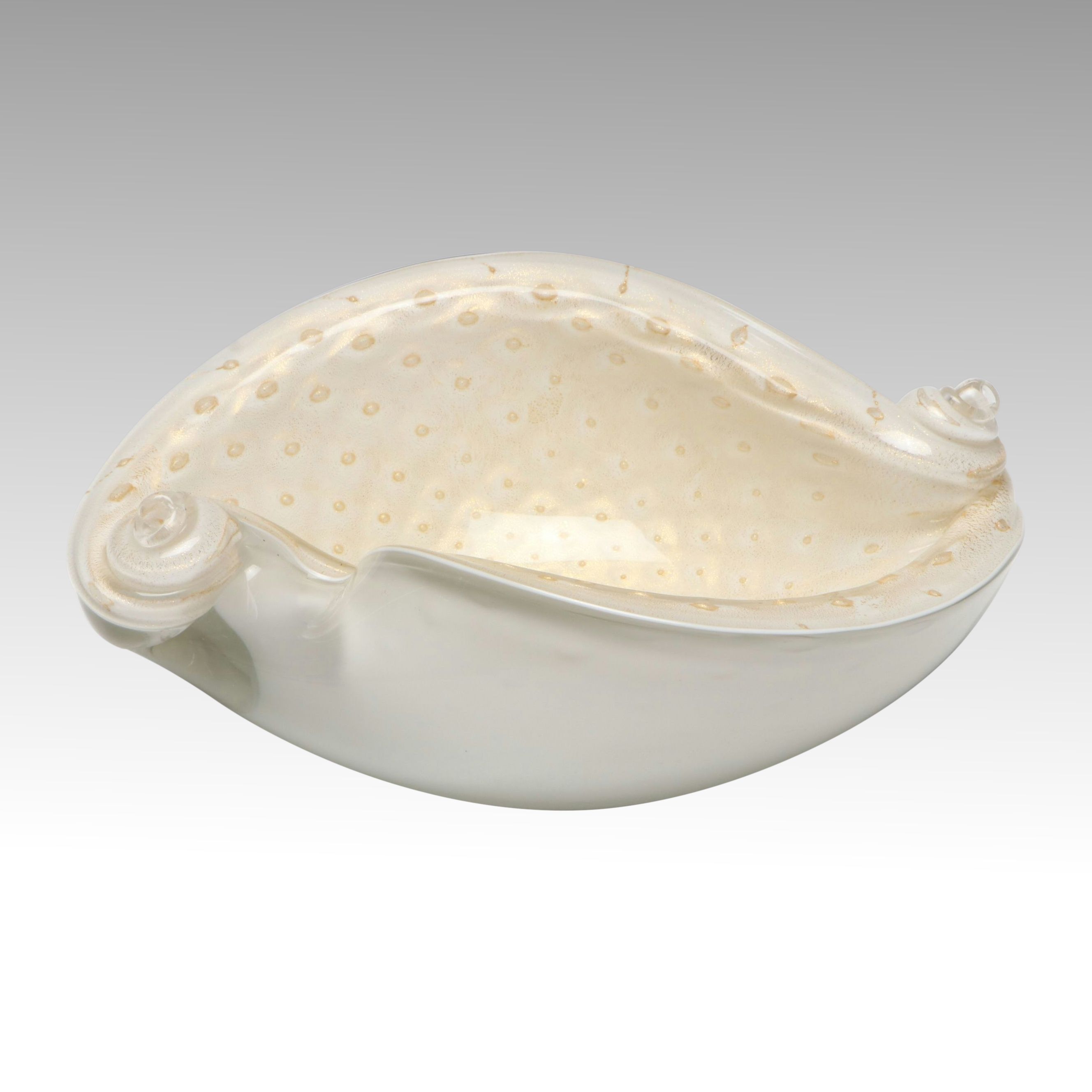 Murano Style Shell-Shaped Art Glass Bowl
