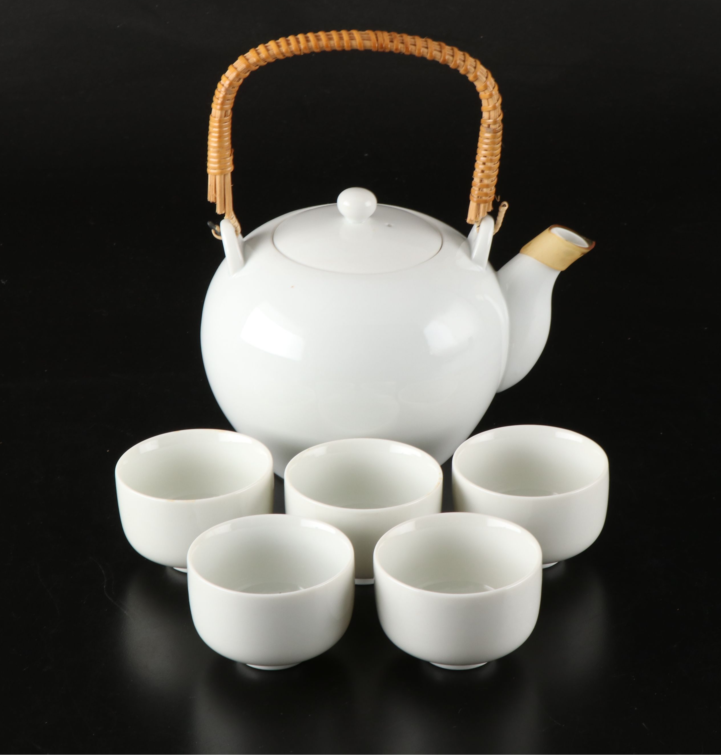 Japanese Blue Floral Porcelain Sake Set with Other Tea Set