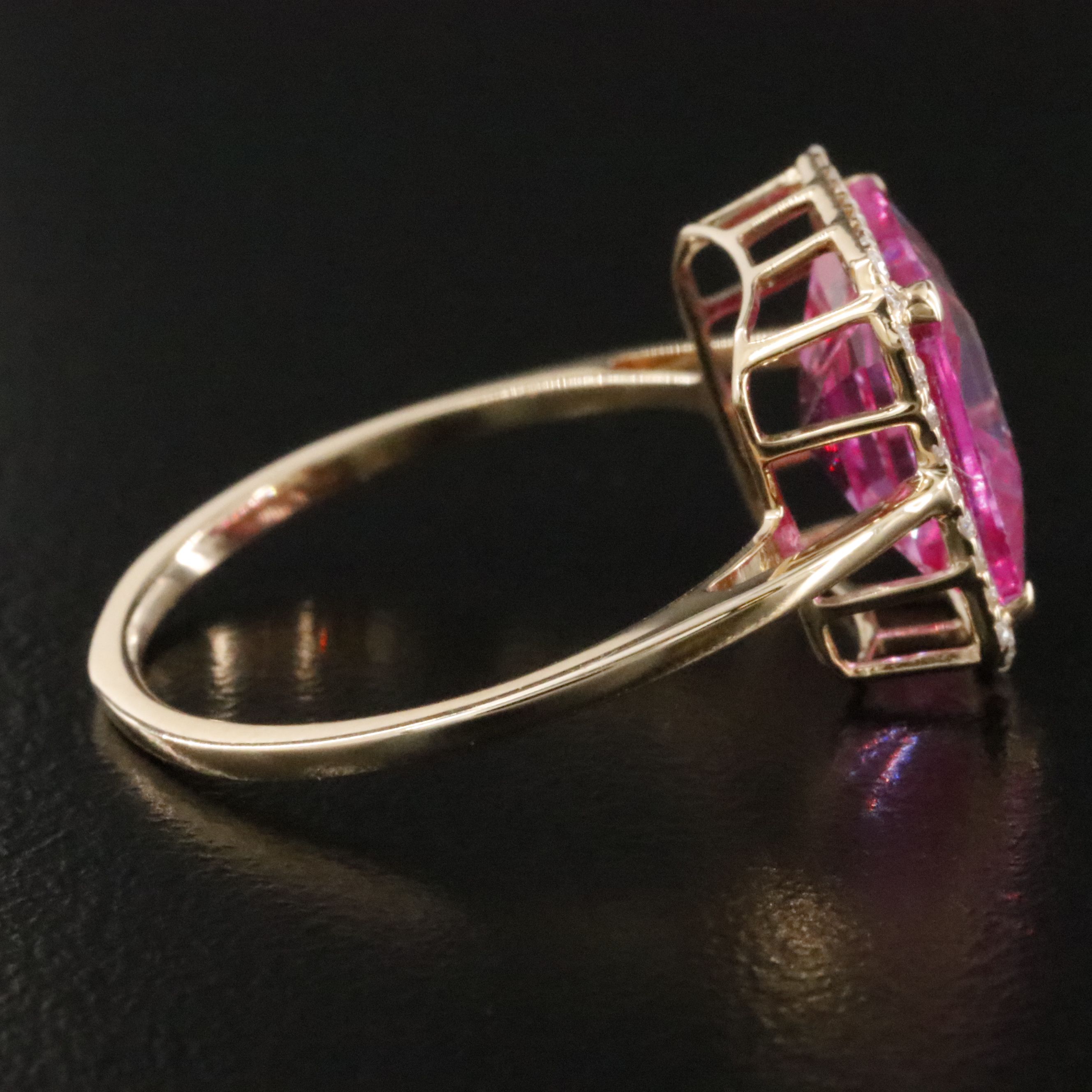 14K 4.56 CT Lab Grown Pink Sapphire and Moissanite Ring