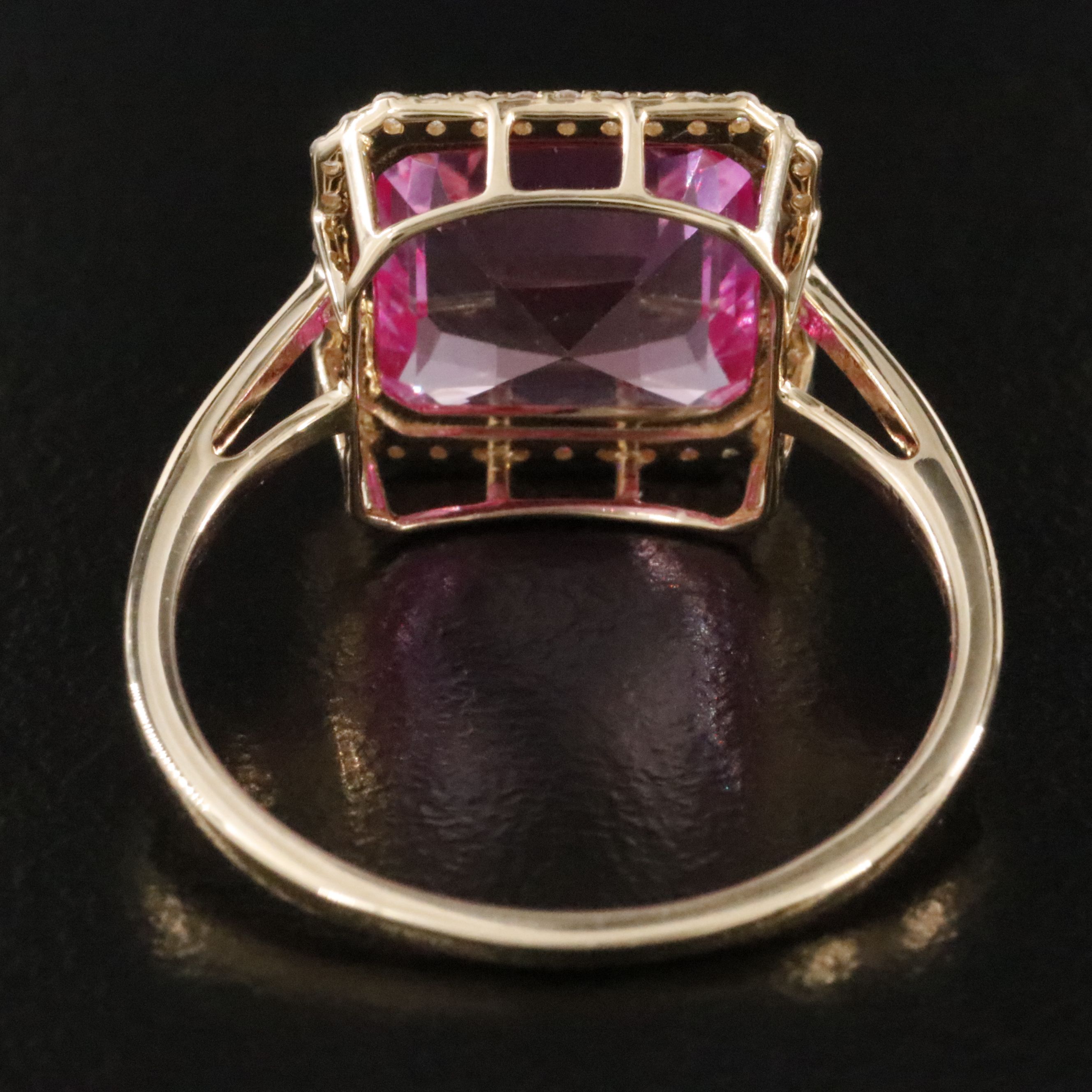 14K 4.56 CT Lab Grown Pink Sapphire and Moissanite Ring