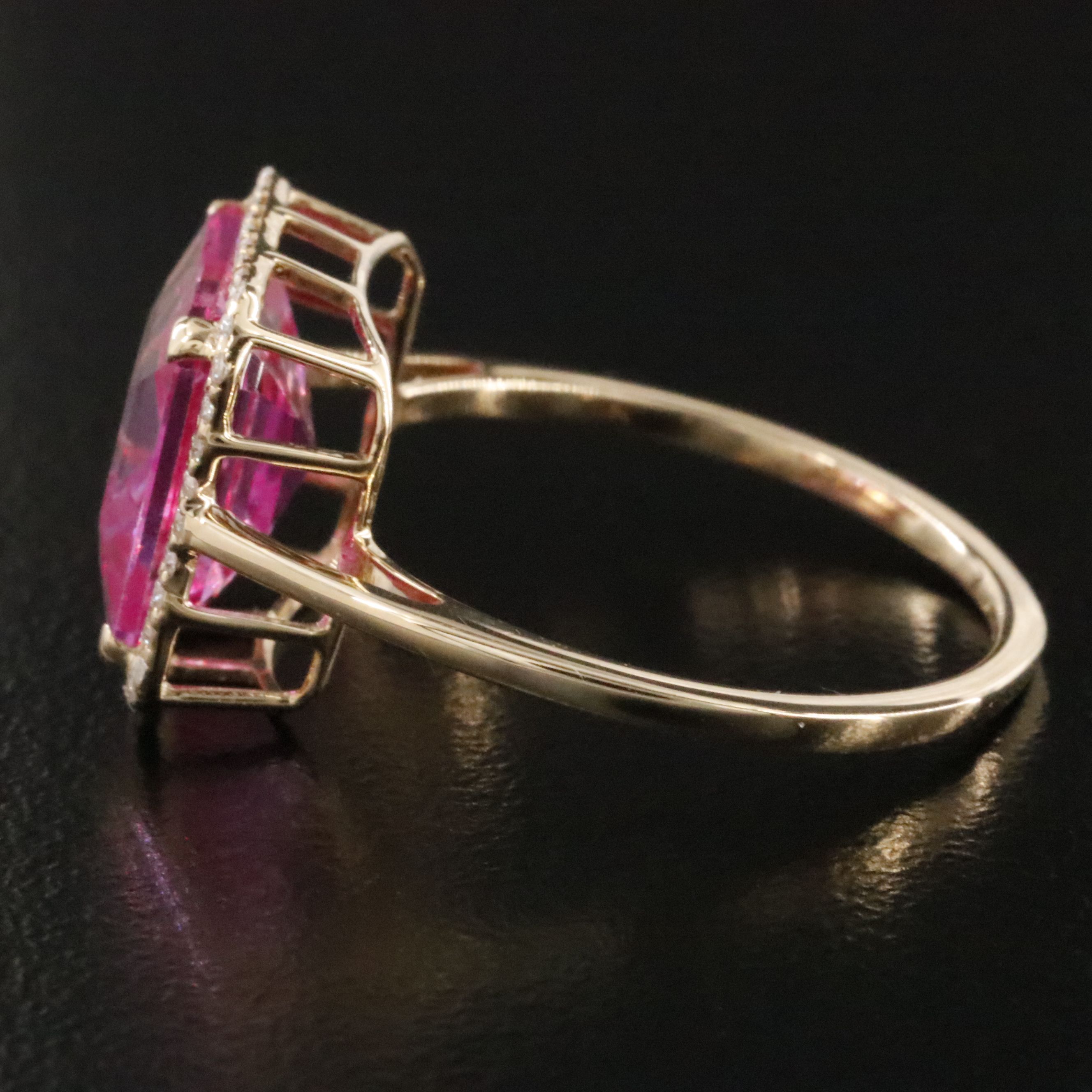 14K 4.56 CT Lab Grown Pink Sapphire and Moissanite Ring