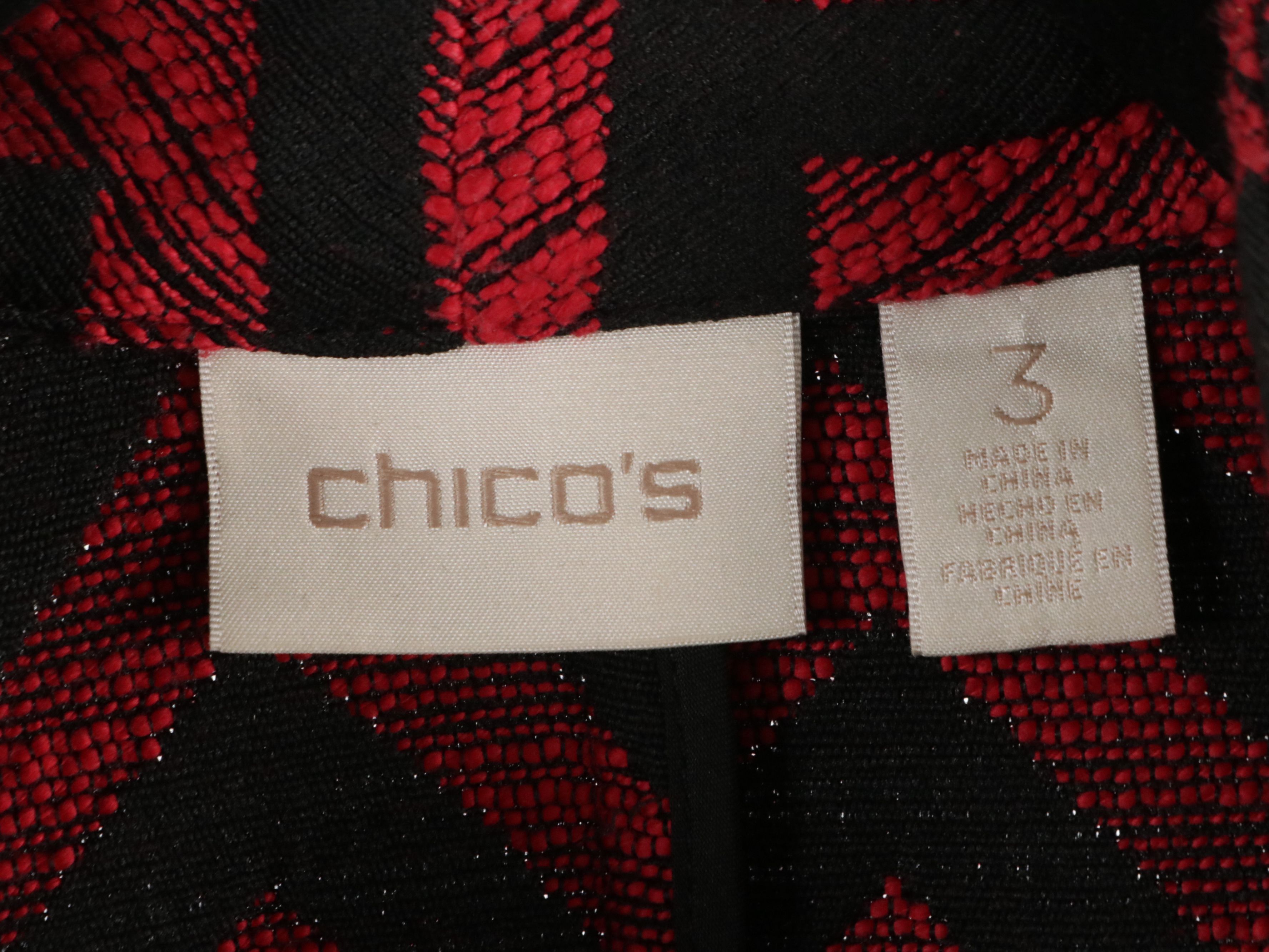 Chico's Printed Cotton Blouses, Statement Jackets and Embellished Knit Top