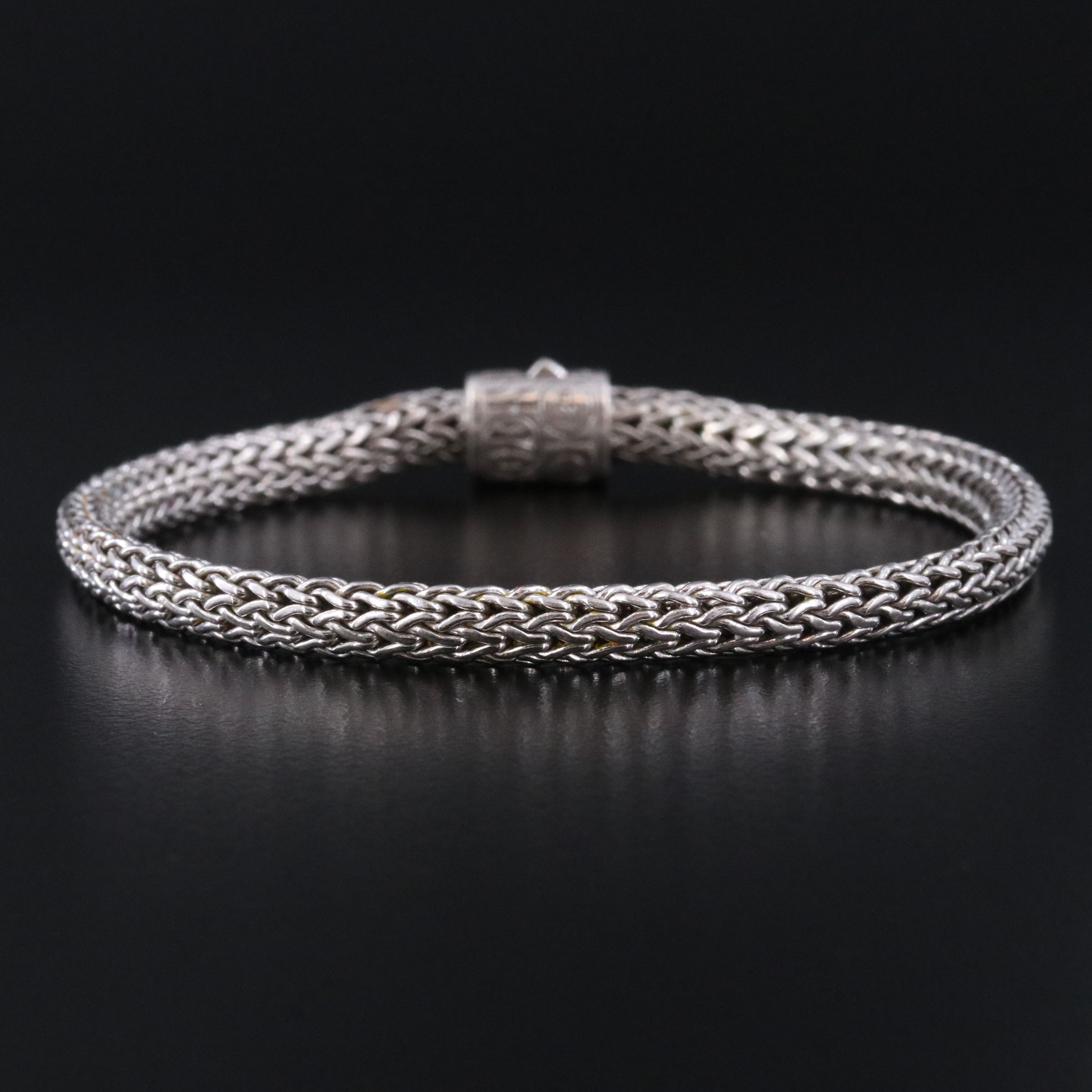 John Hardy Sterling Classic Chain Bracelet with Black Sapphire Clasp