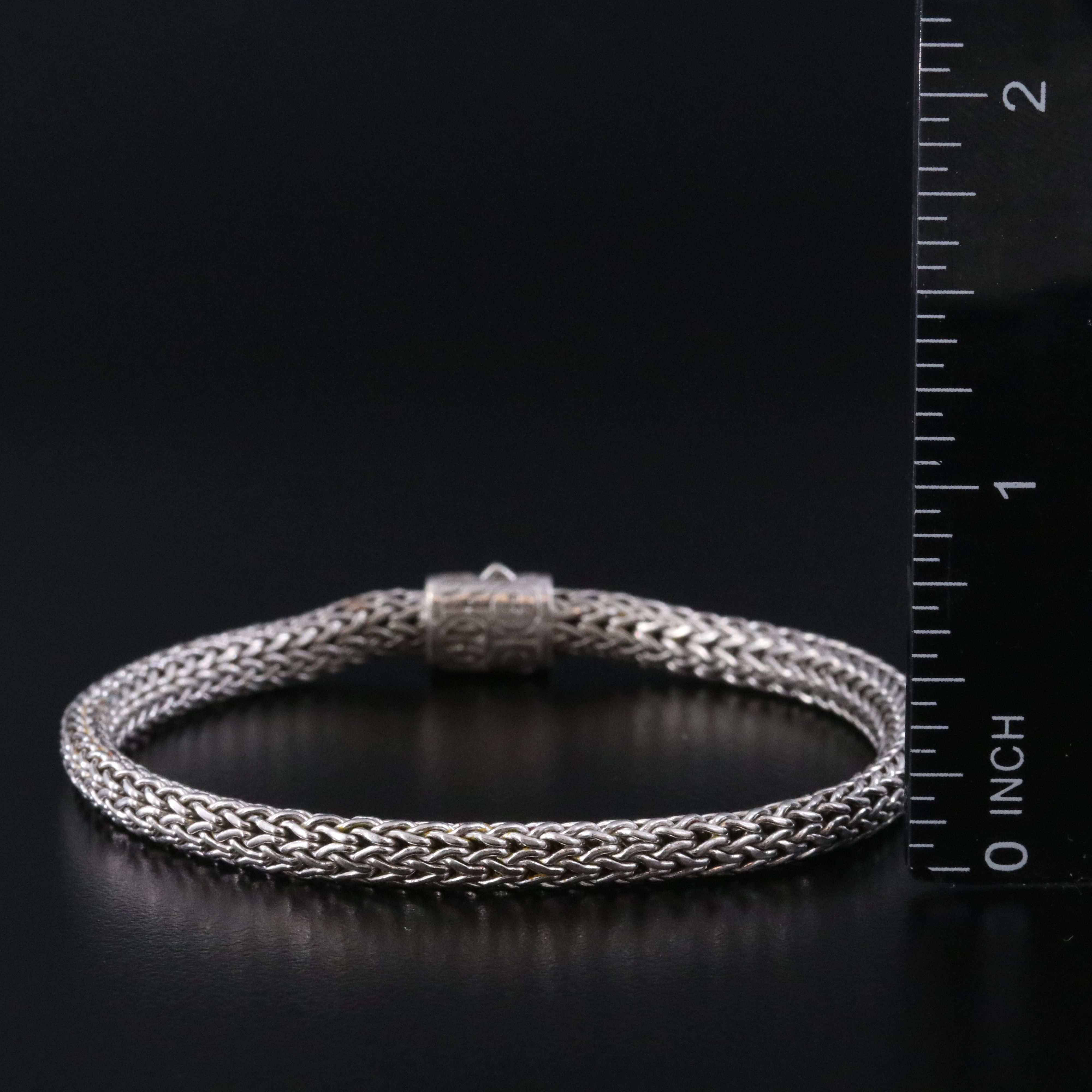 John Hardy Sterling Classic Chain Bracelet with Black Sapphire Clasp