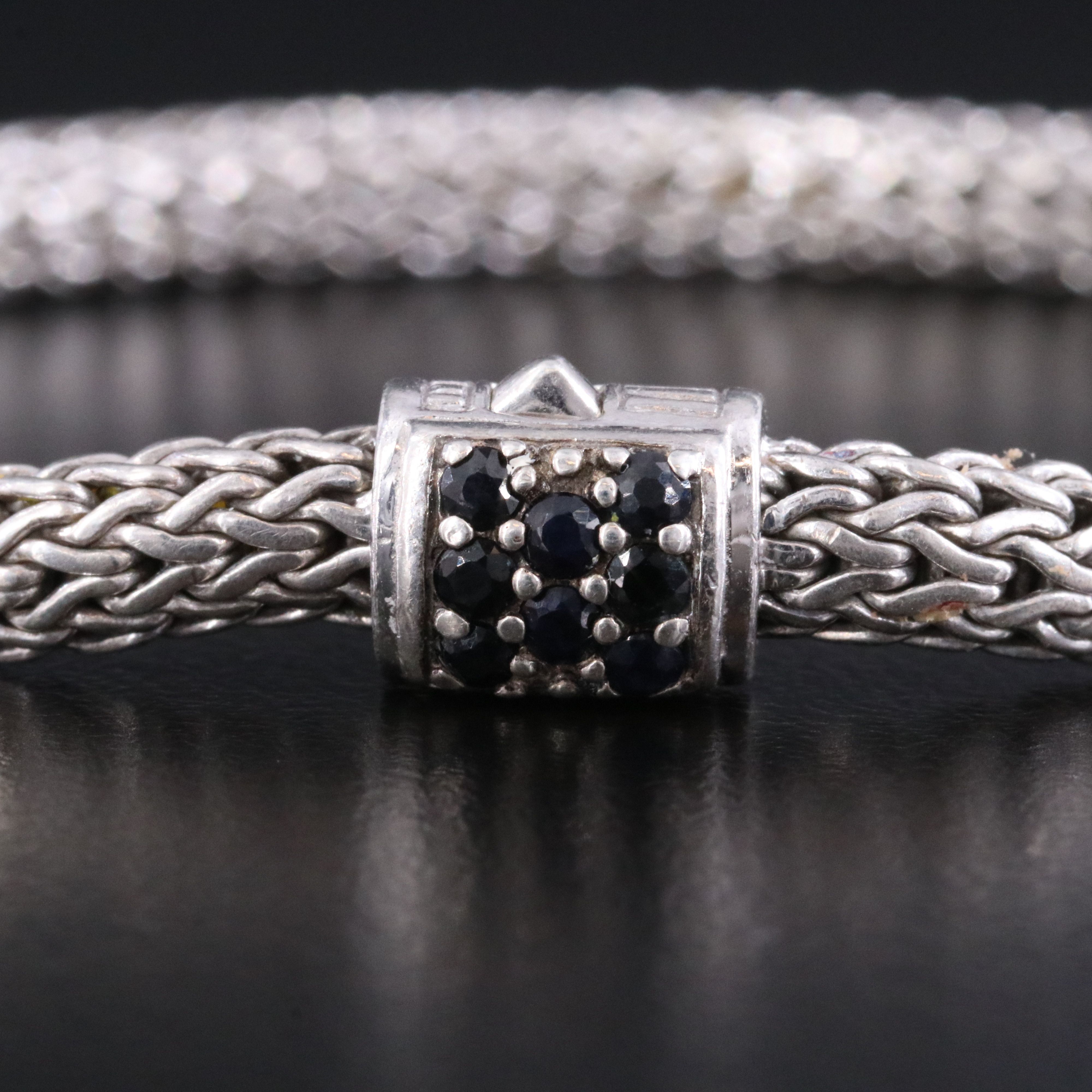 John Hardy Sterling Classic Chain Bracelet with Black Sapphire Clasp