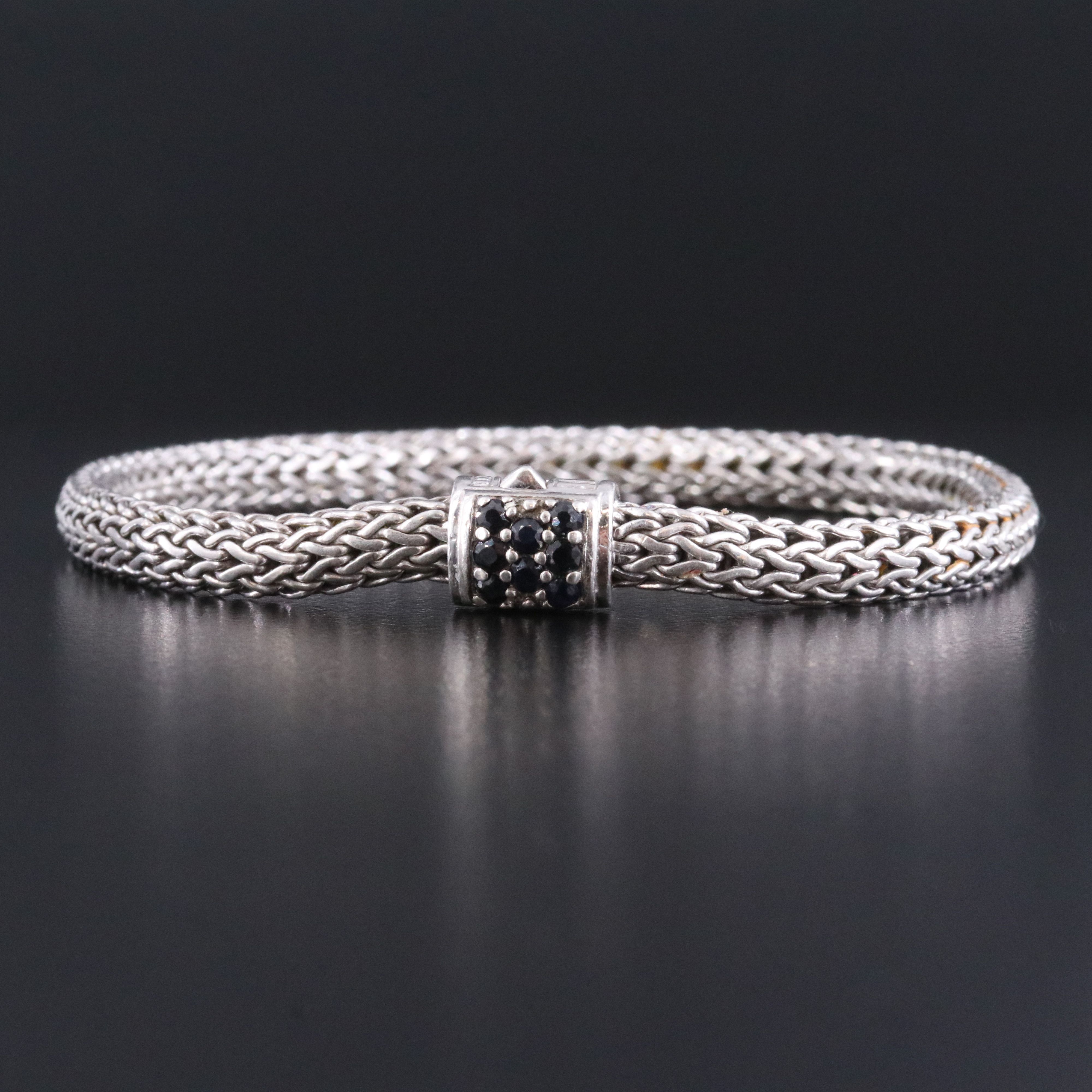 John Hardy Sterling Classic Chain Bracelet with Black Sapphire Clasp