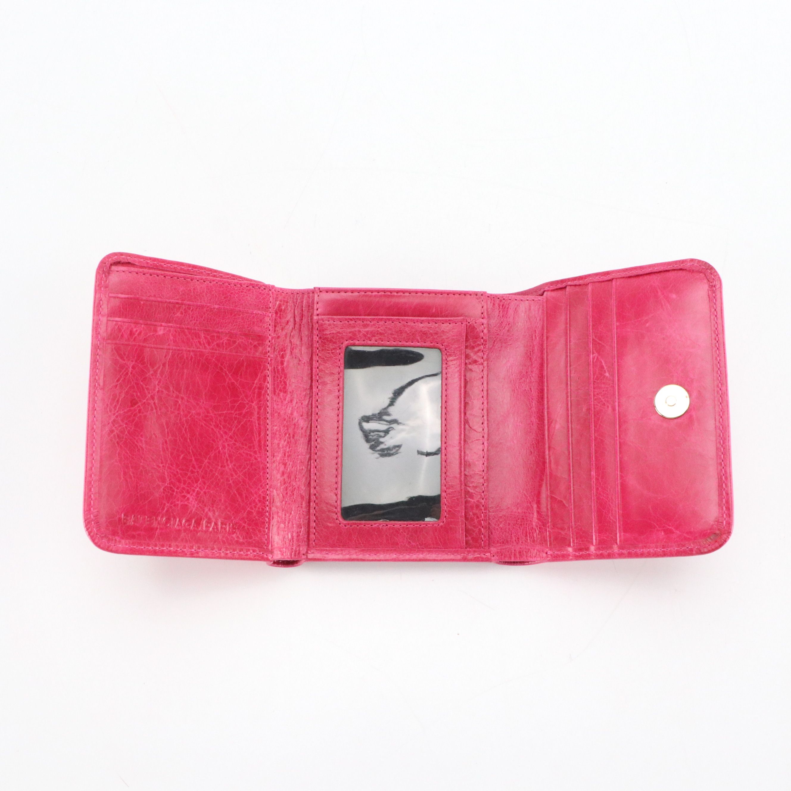 Balenciaga Motocross Trifold Wallet in Hot Pink Lambskin Leather