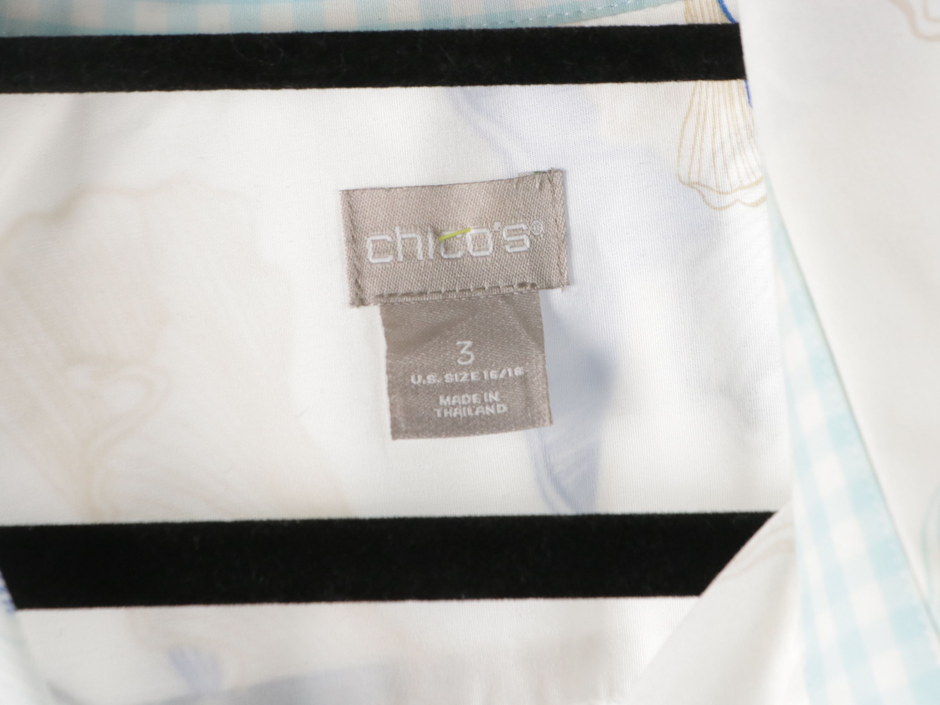 Chico's Patterned Cotton and Linen Blouses, Striped Knit Zip Jacket, and More