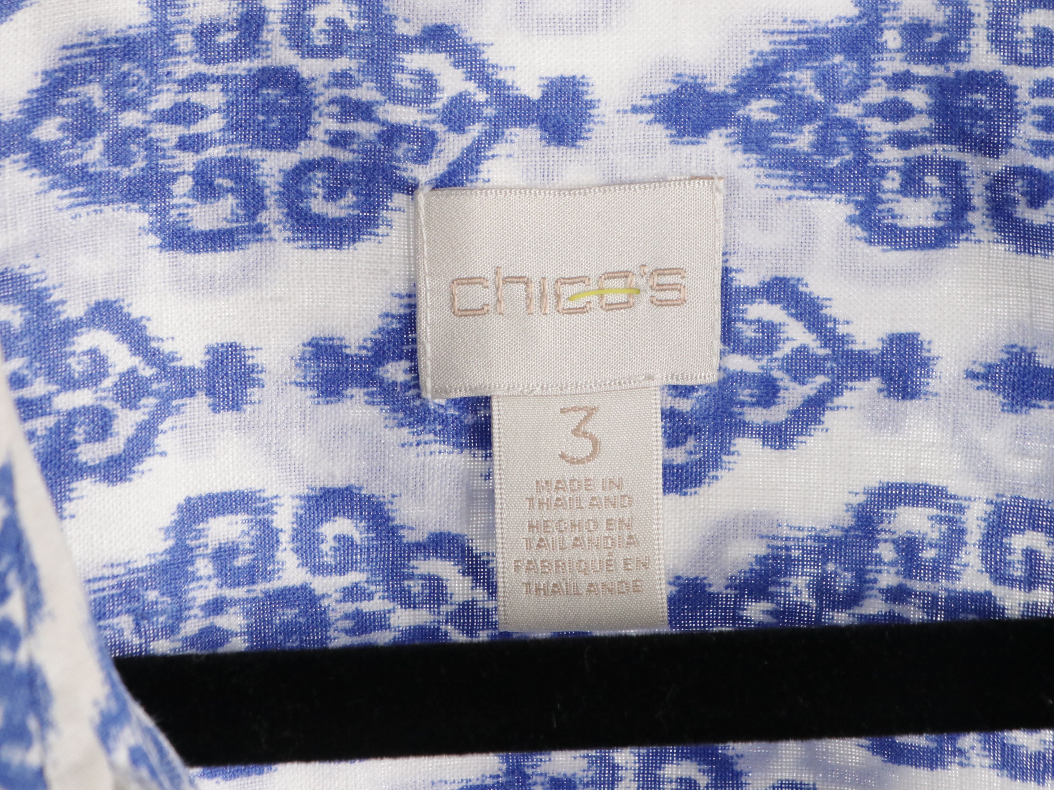 Chico's Patterned Cotton and Linen Blouses, Striped Knit Zip Jacket, and More