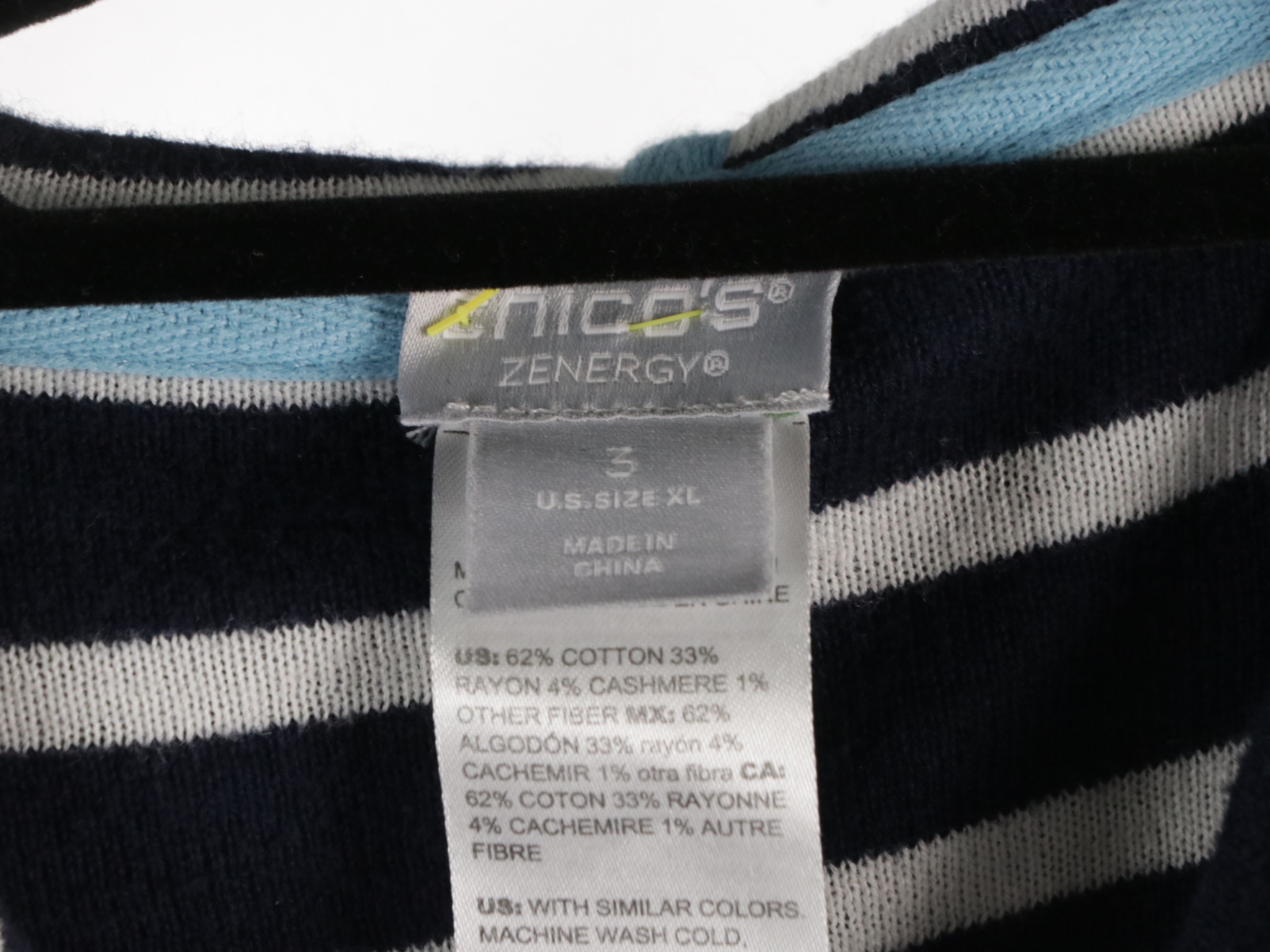 Chico's Patterned Cotton and Linen Blouses, Striped Knit Zip Jacket, and More