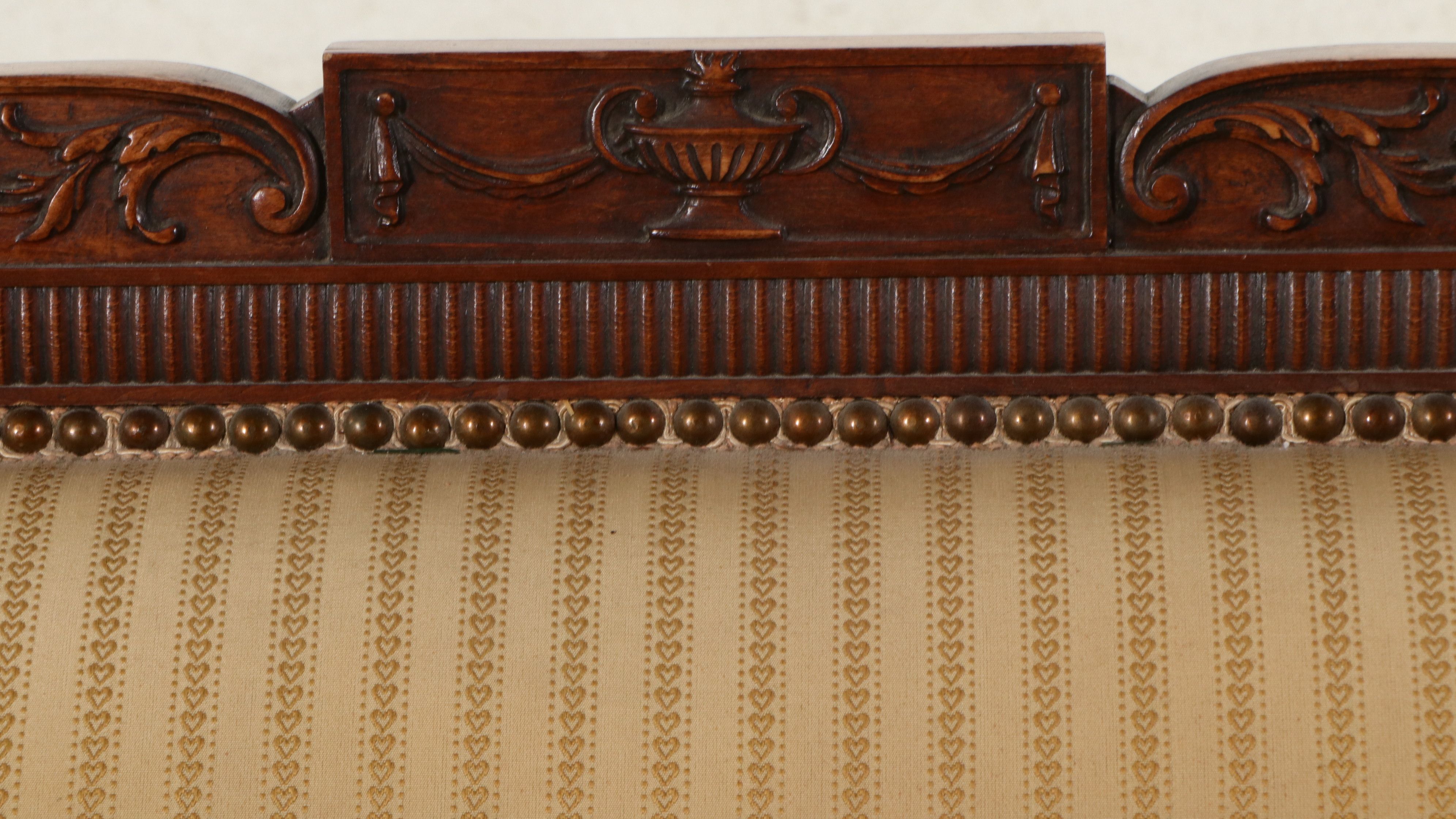 Louis XVI Style Carved Mahogany and Upholstered Sofa