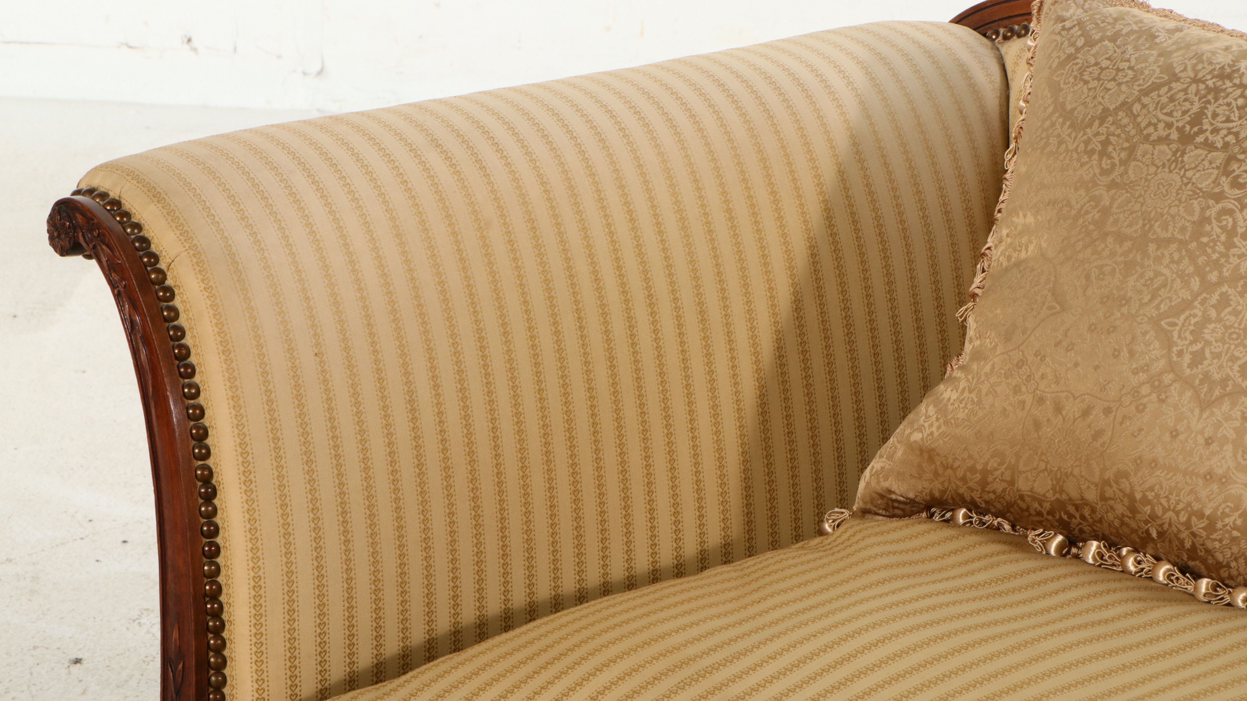 Louis XVI Style Carved Mahogany and Upholstered Sofa