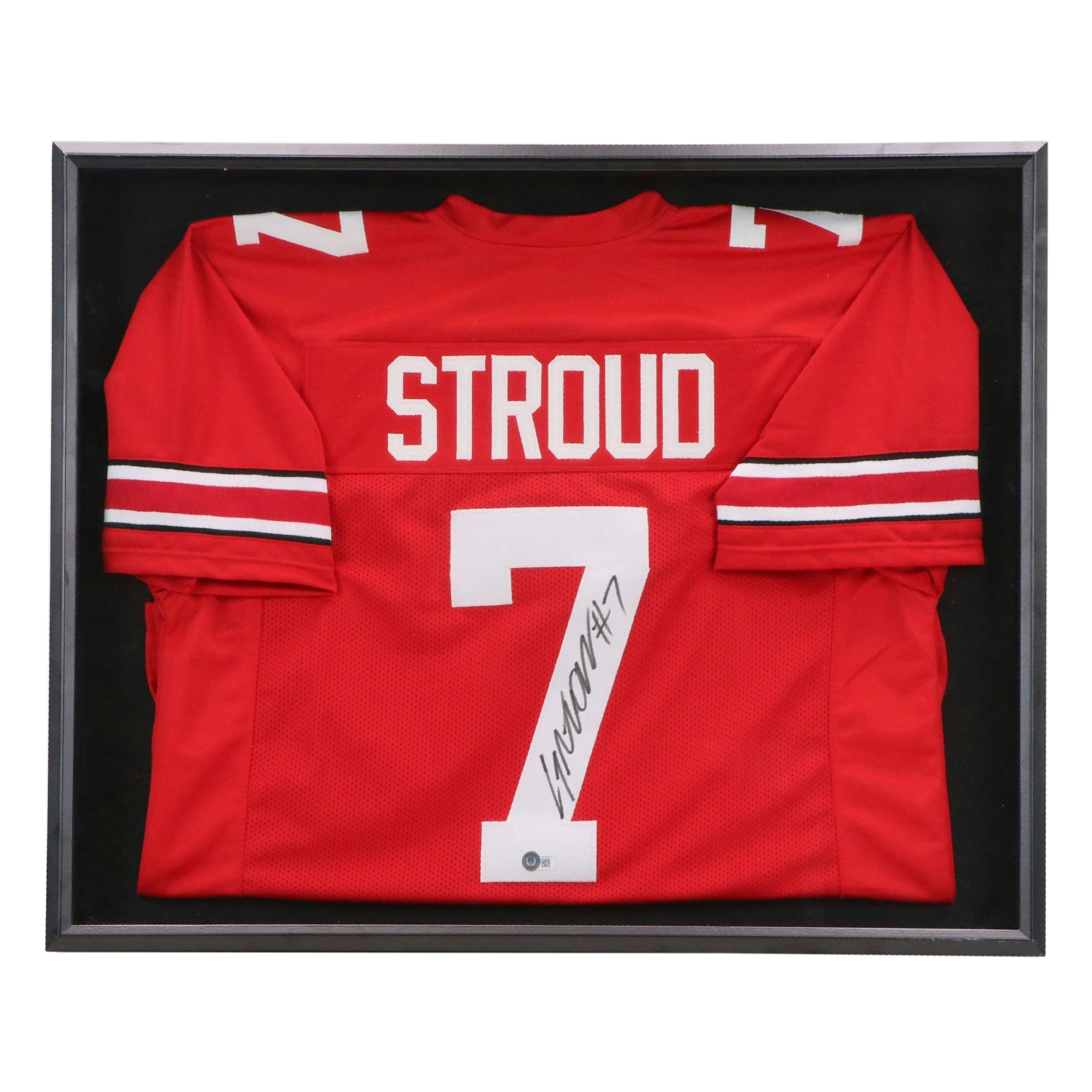 C.J. Stroud Signed Ohio State Buckeyes Framed Football Jersey, Beckett