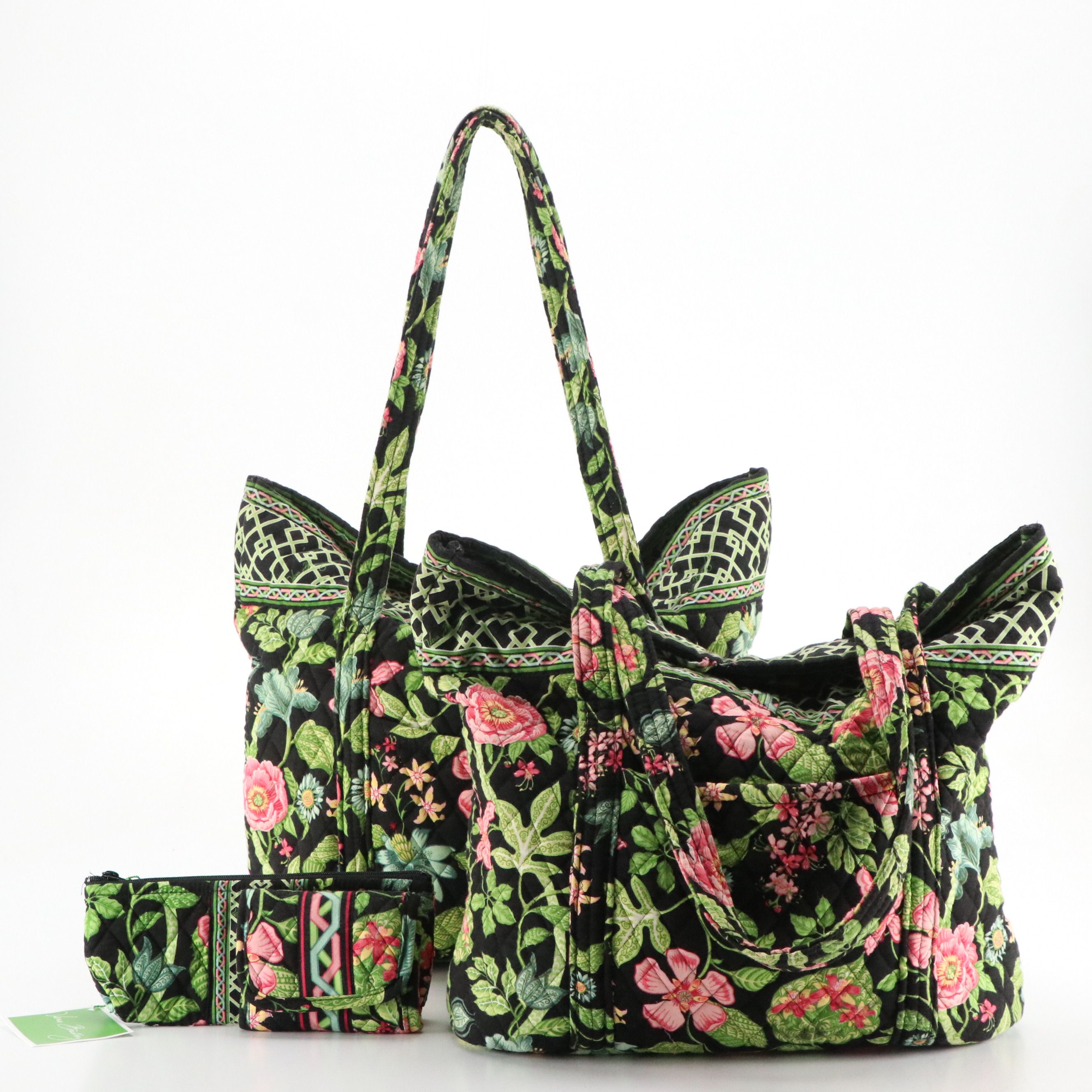 Vera Bradley "Botanica" Totes, Pencil Case, and Trifold Wallet, Made in USA