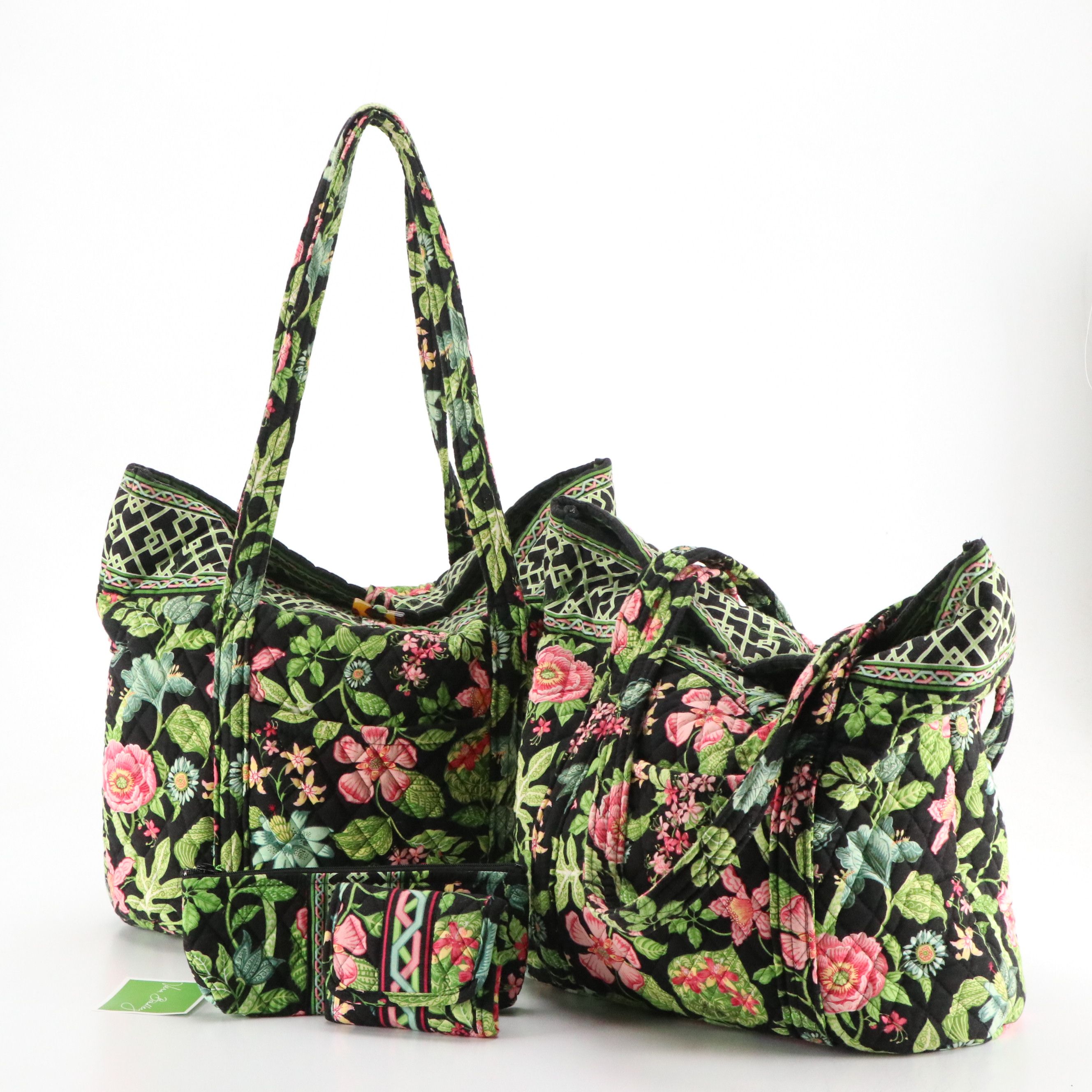 Vera Bradley "Botanica" Totes, Pencil Case, and Trifold Wallet, Made in USA