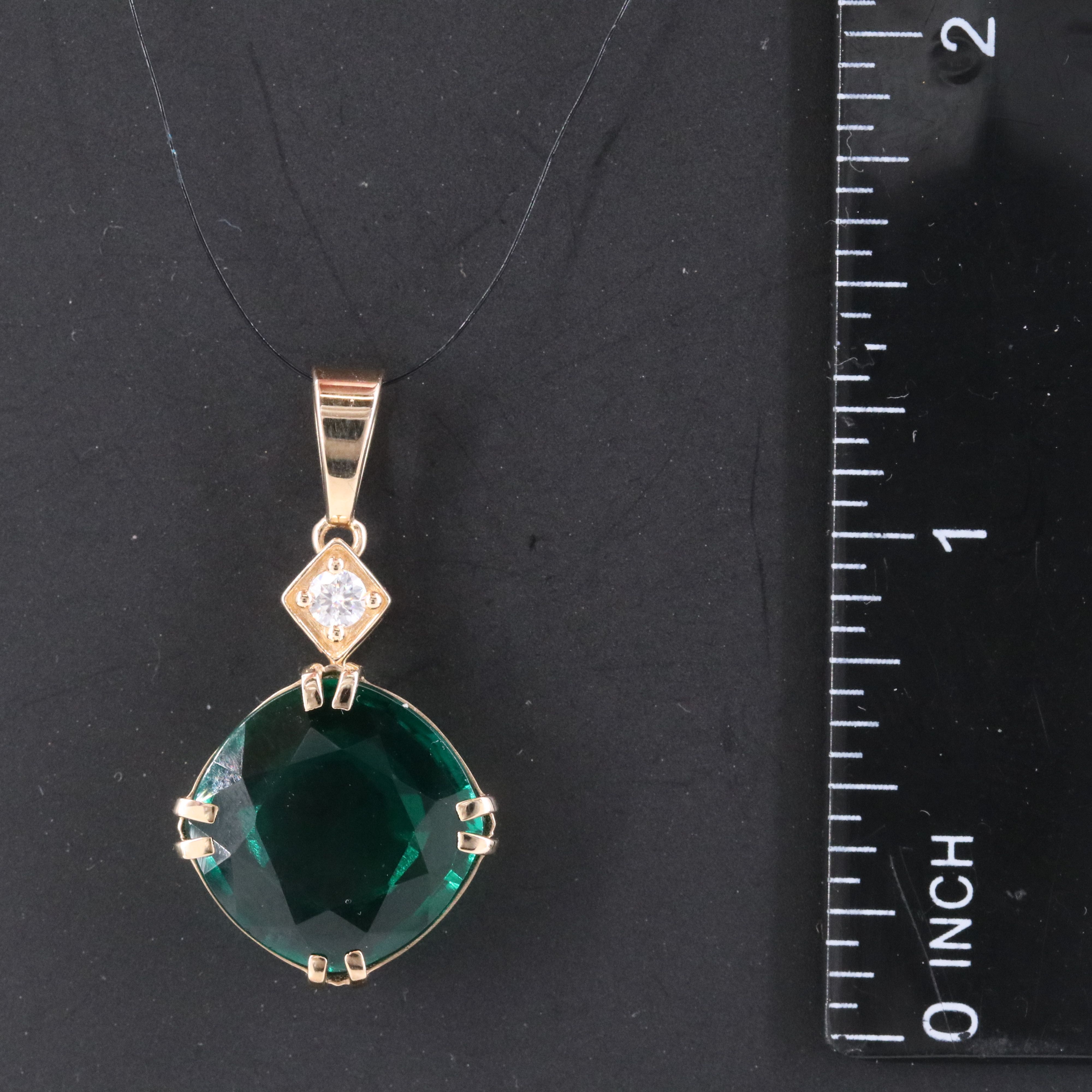 14K 5.76 CT Lab Grown Emerald and Moissanite Pendant