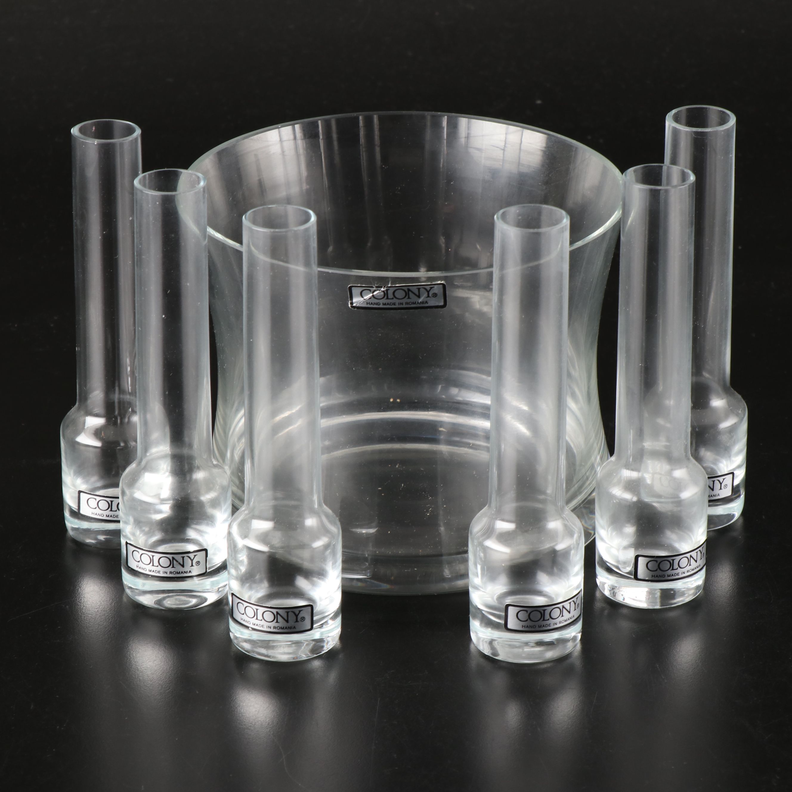 Colony Crystal Shot Glasses with Bowl