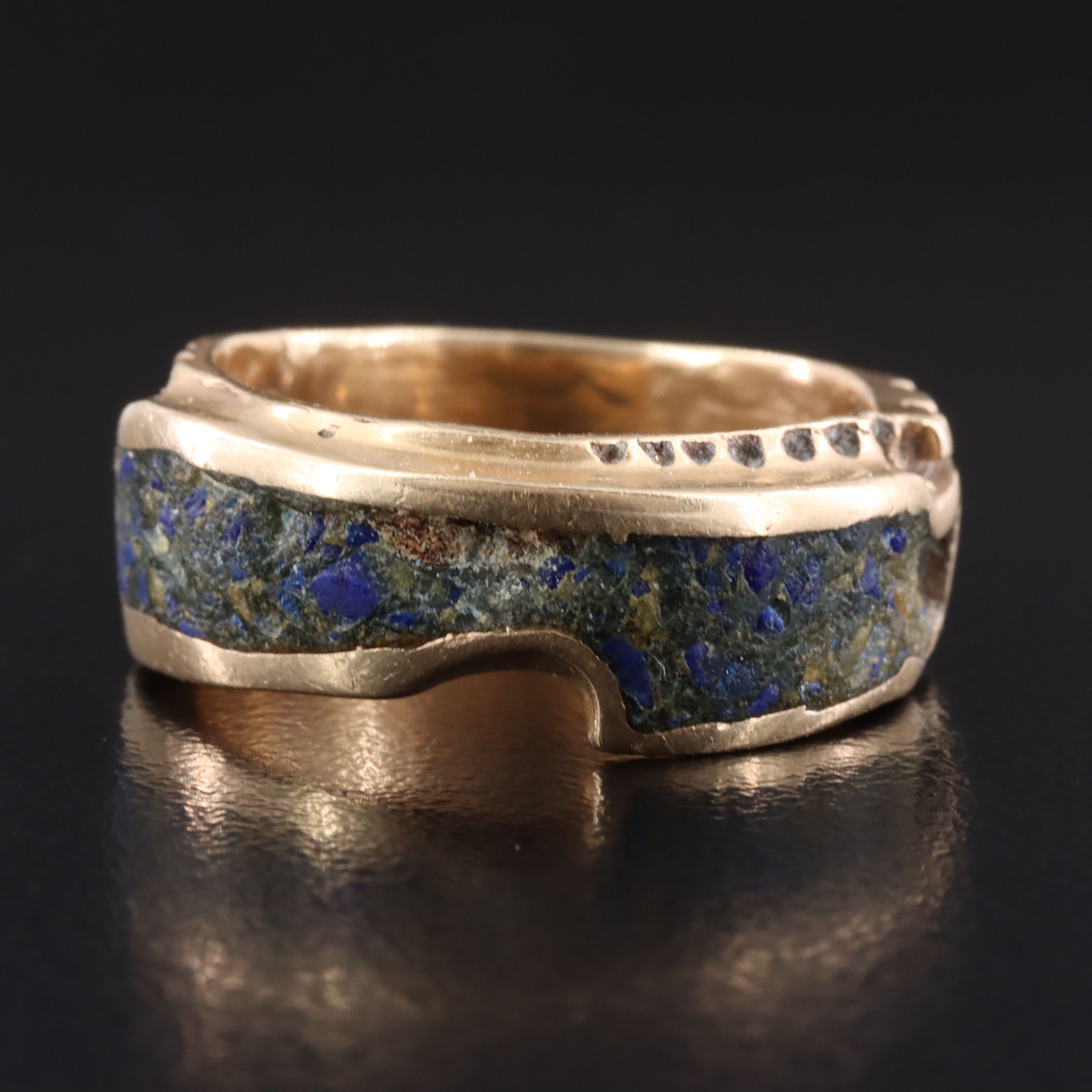 14K Chip Stone Inlay Ring