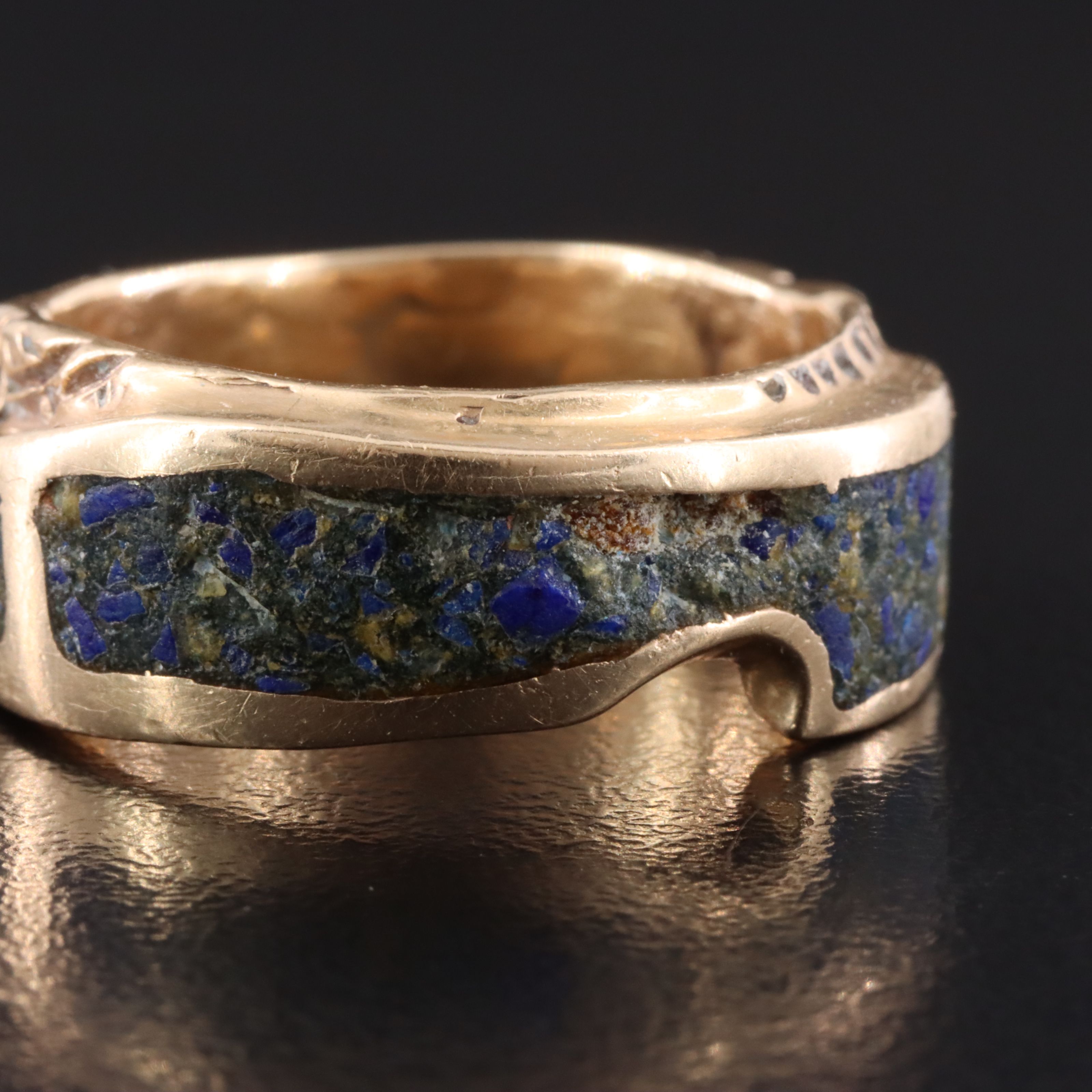 14K Chip Stone Inlay Ring