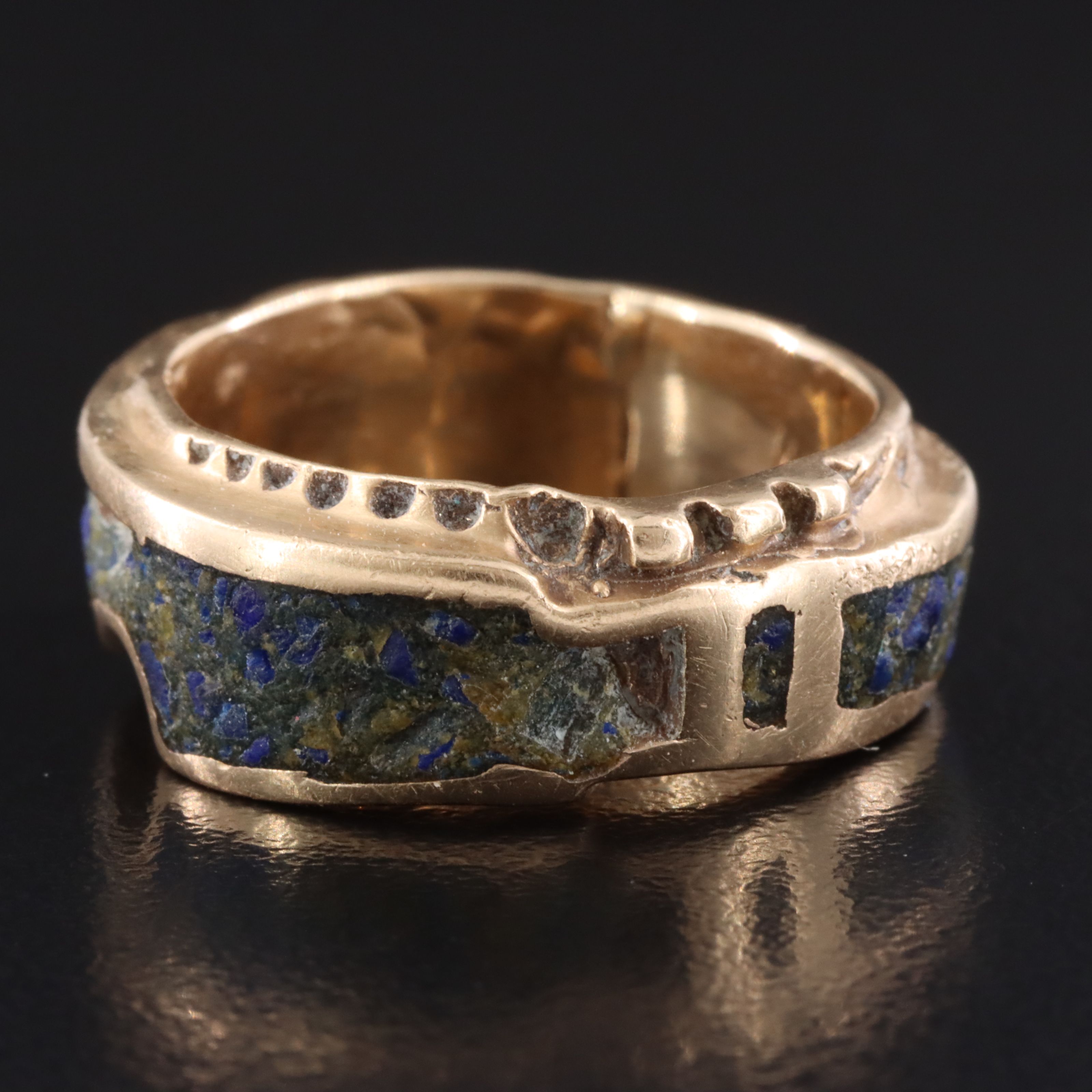 14K Chip Stone Inlay Ring